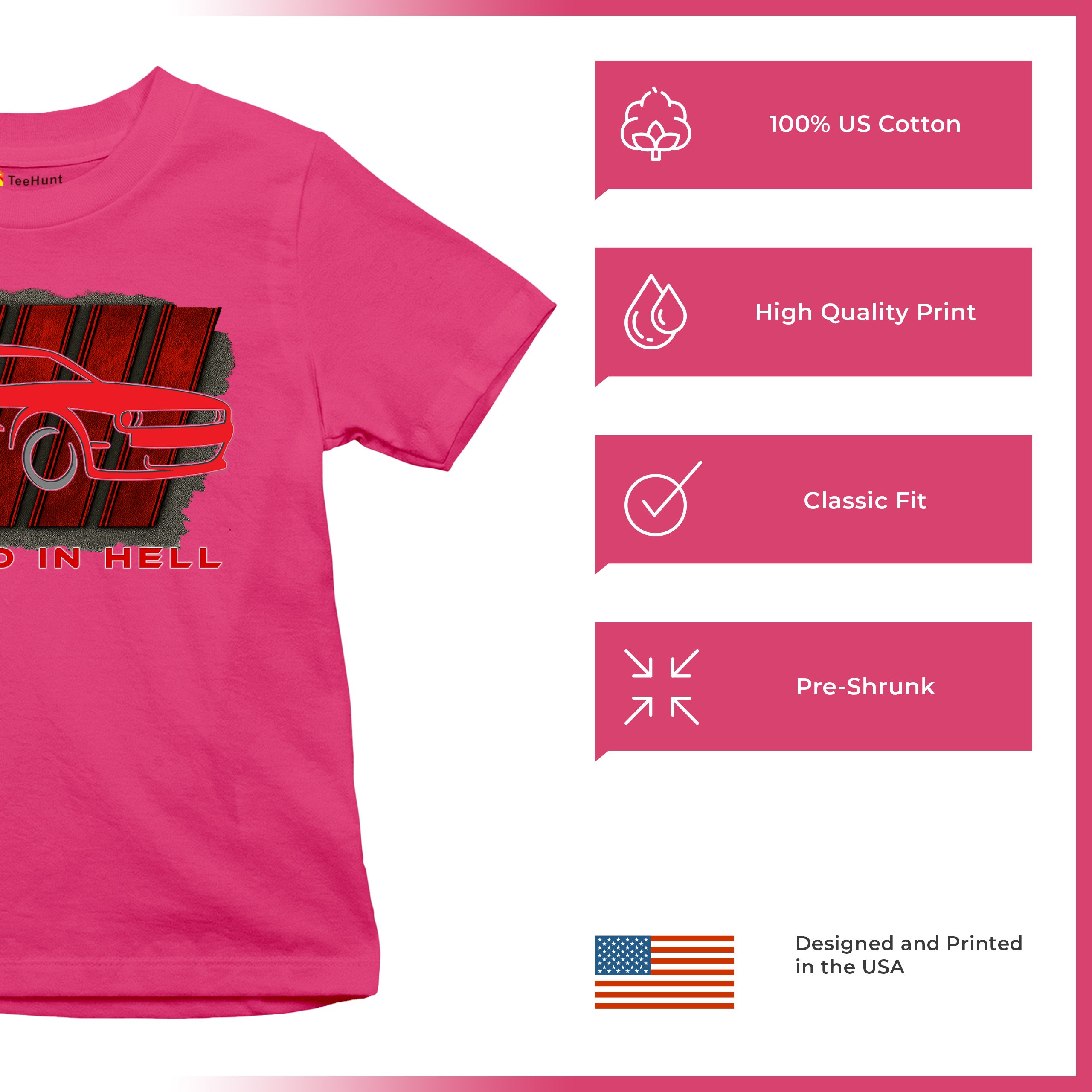 Raised In Hell Muscle Car Youth T-shirt American Performance Power RT V8 Kids - Picture 49 of 50