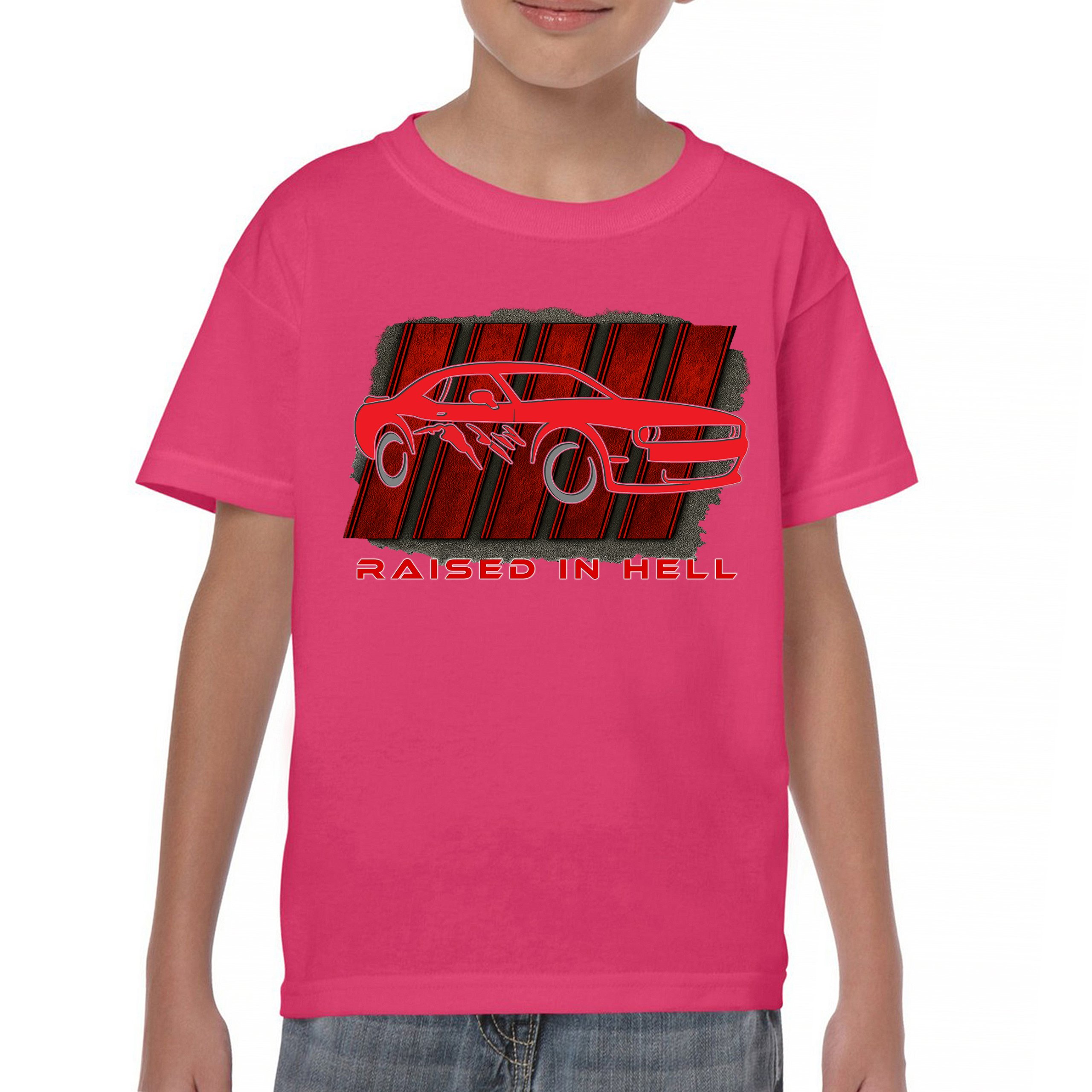 Raised In Hell Muscle Car Youth T-shirt American Performance Power RT V8 Kids - Picture 44 of 50