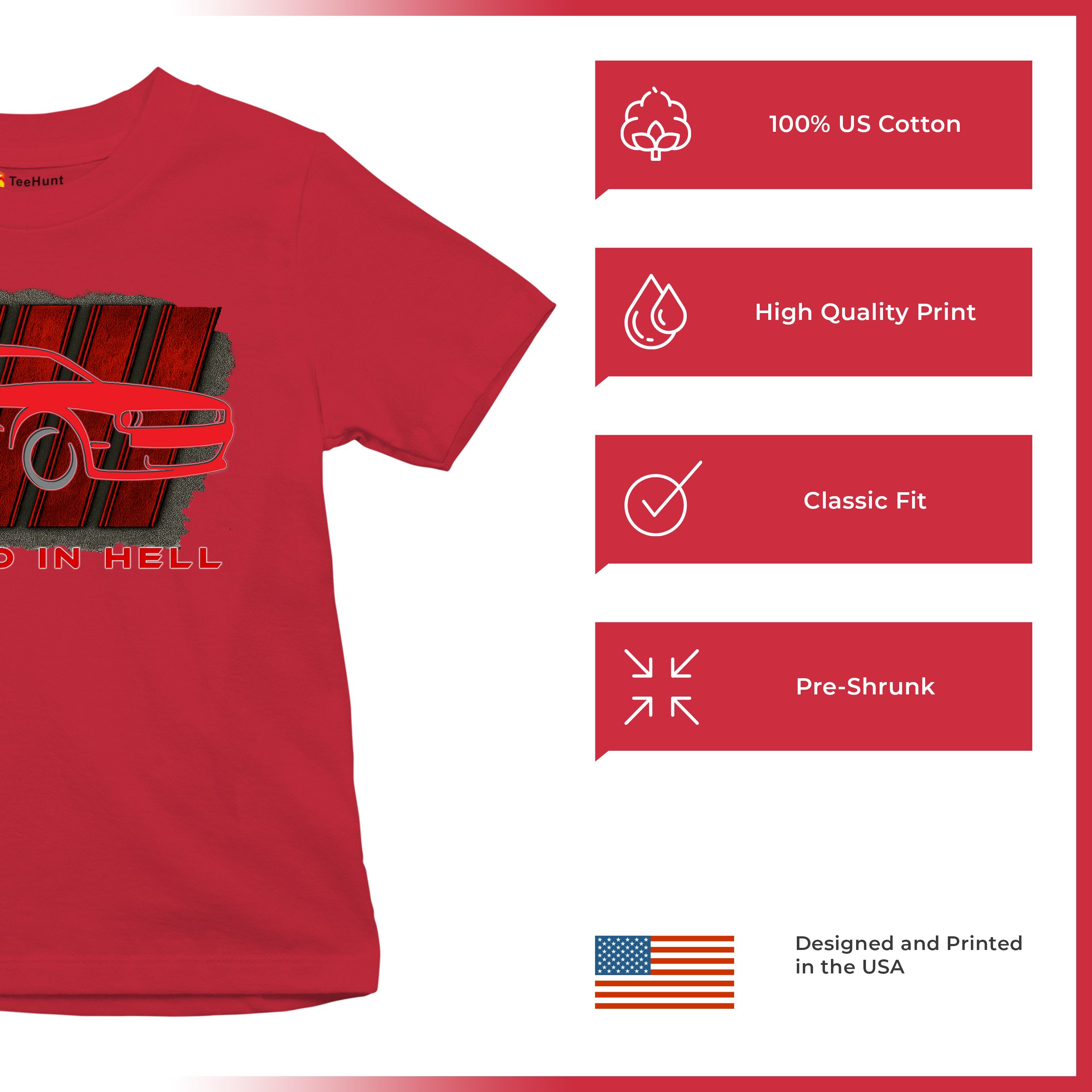 Raised In Hell Muscle Car Youth T-shirt American Performance Power RT V8 Kids - Picture 21 of 50