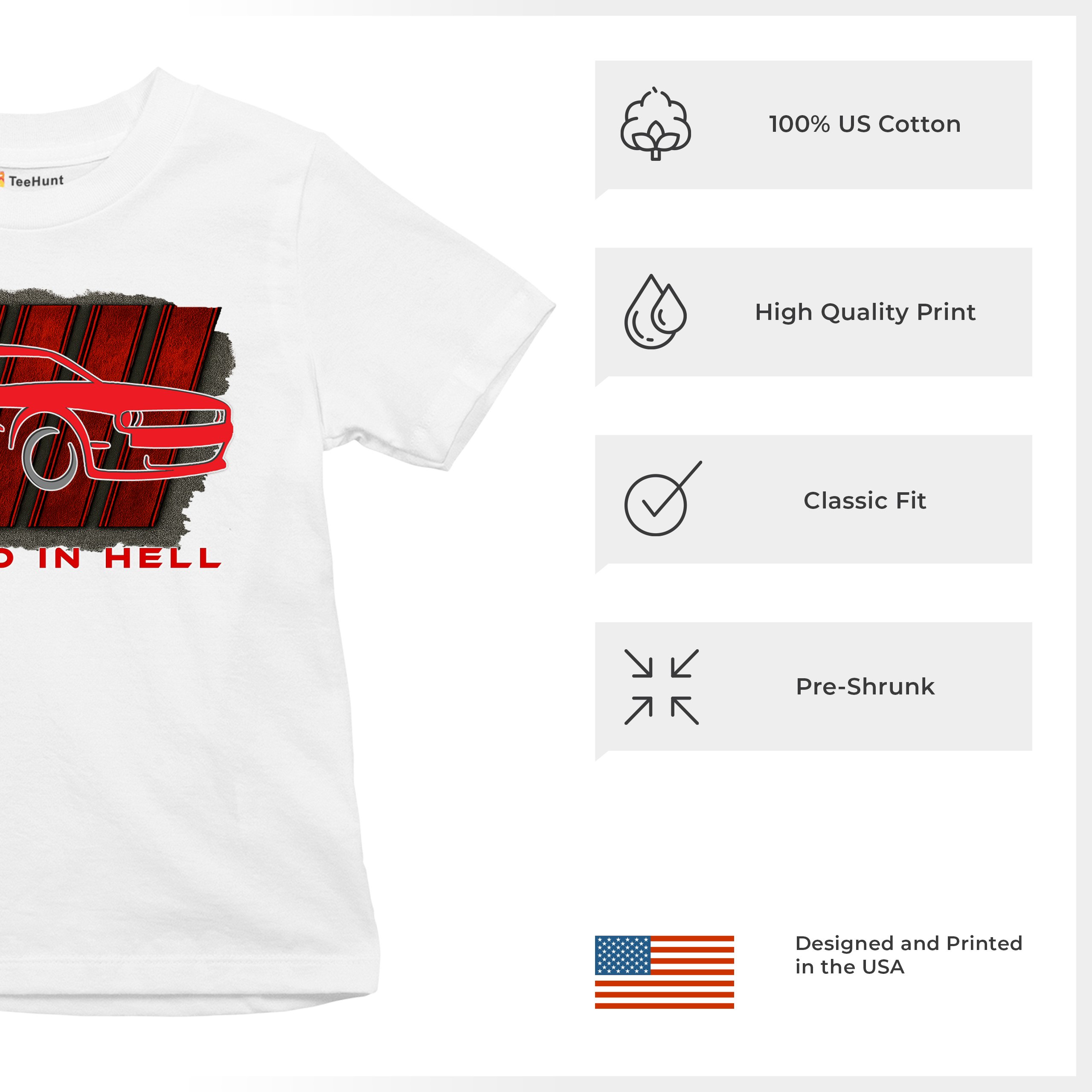 Raised In Hell Muscle Car Youth T-shirt American Performance Power RT V8 Kids - Picture 28 of 50