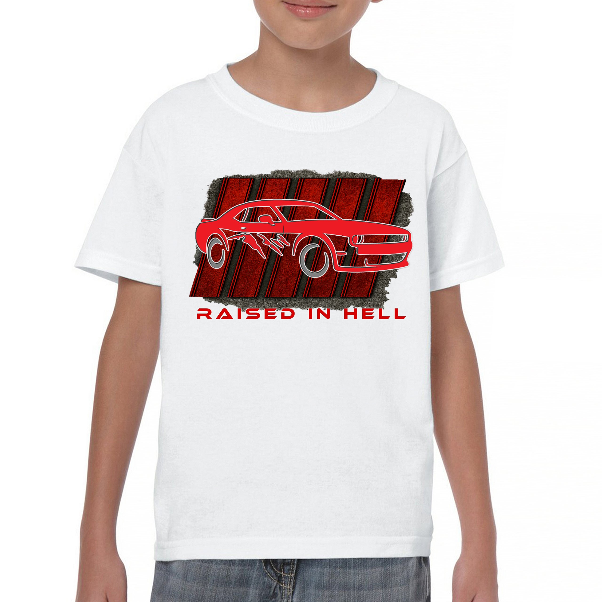 Raised In Hell Muscle Car Youth T-shirt American Performance Power RT V8 Kids - Picture 23 of 50