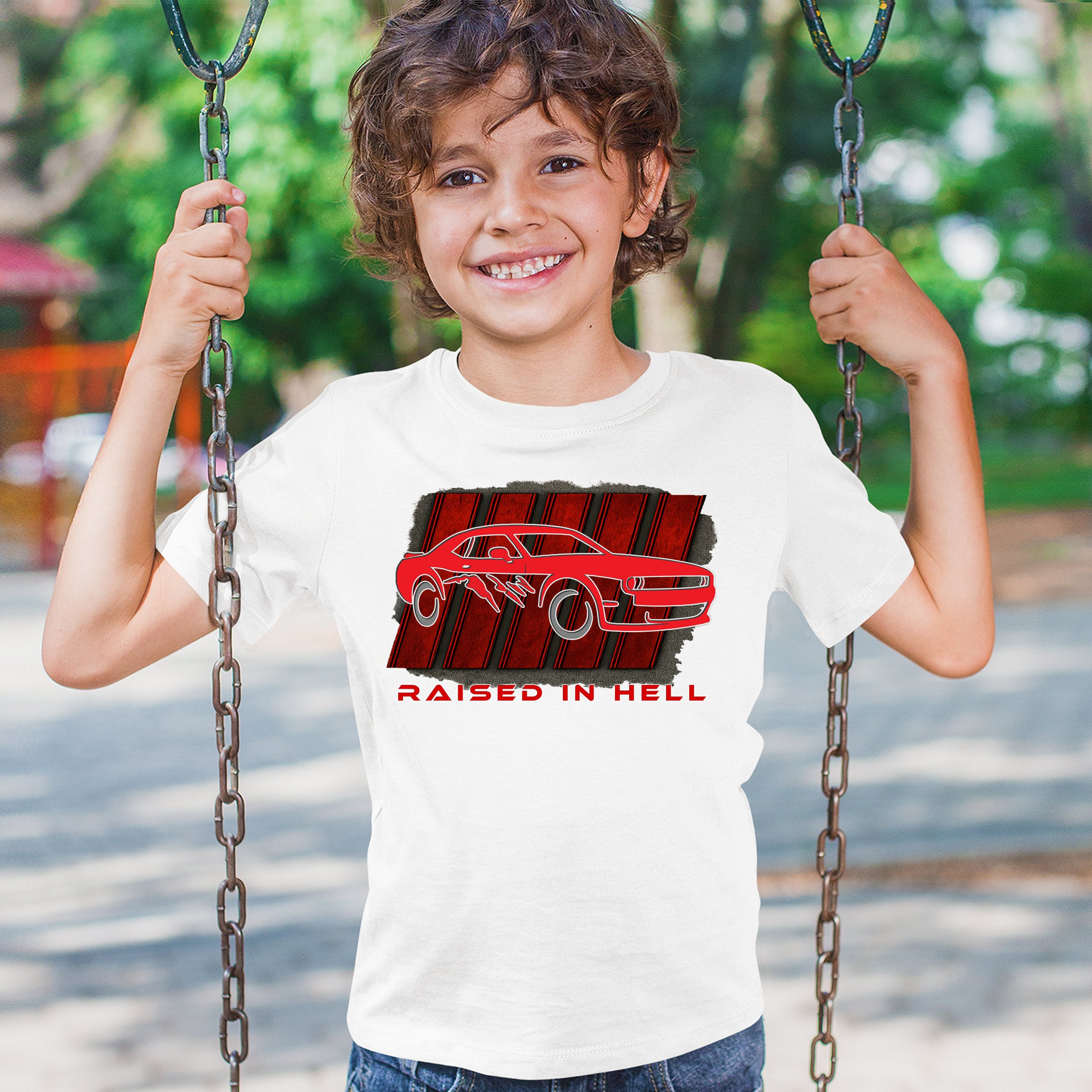 Raised In Hell Muscle Car Youth T-shirt American Performance Power RT V8 Kids - Picture 26 of 50