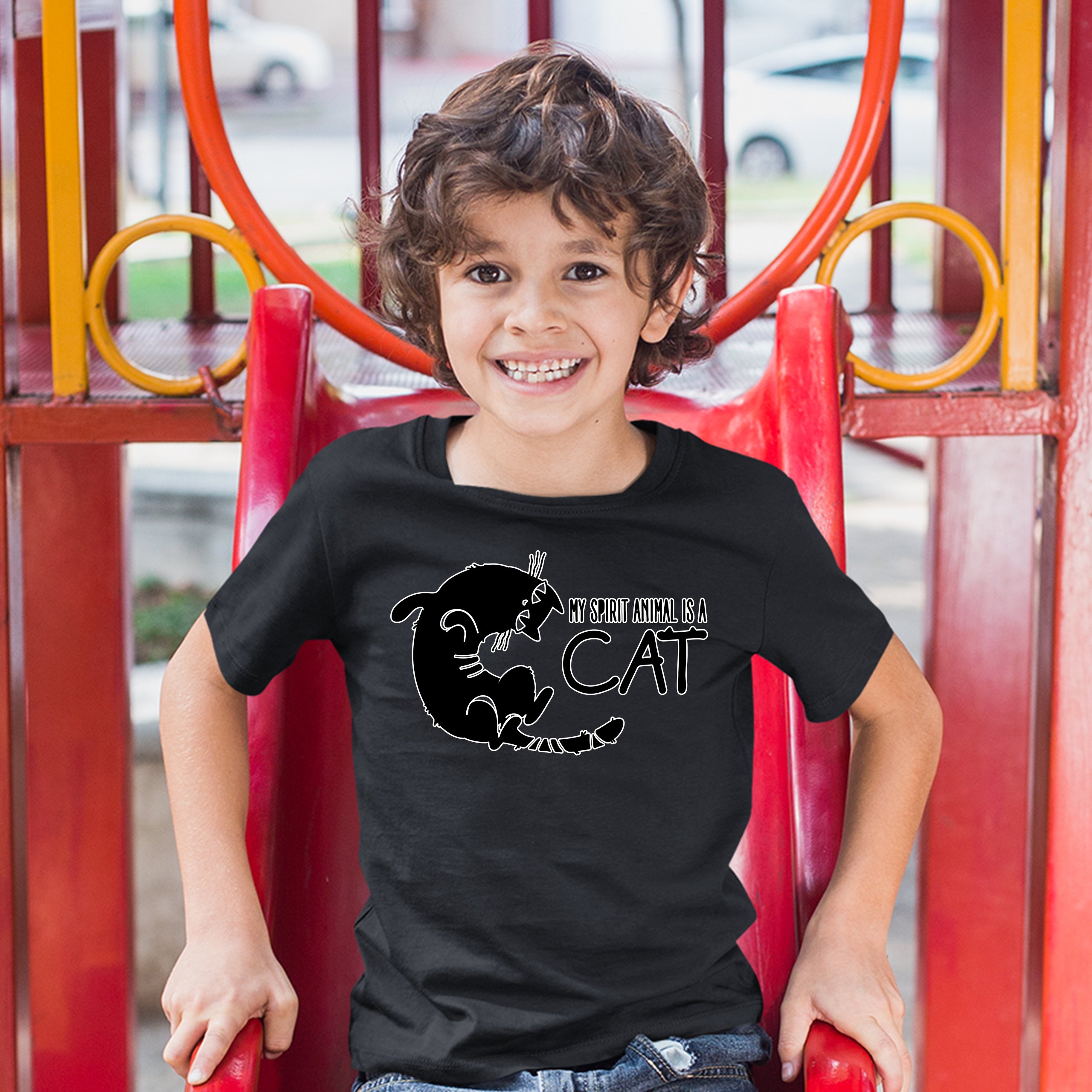My Spirit Animal Is a Cat Youth T-shirt Cute Kitty Funny Kitten Kids - Picture 9 of 29