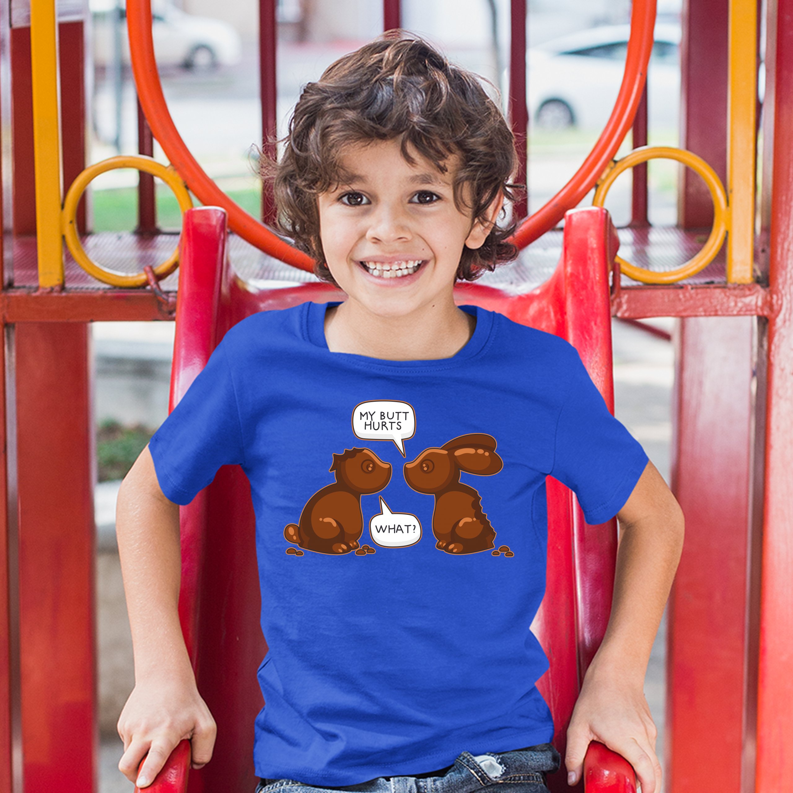 My Butt Hurts - What? Youth T-shirt Chocolate Bunnies Easter Rabbits Kids - Picture 46 of 56