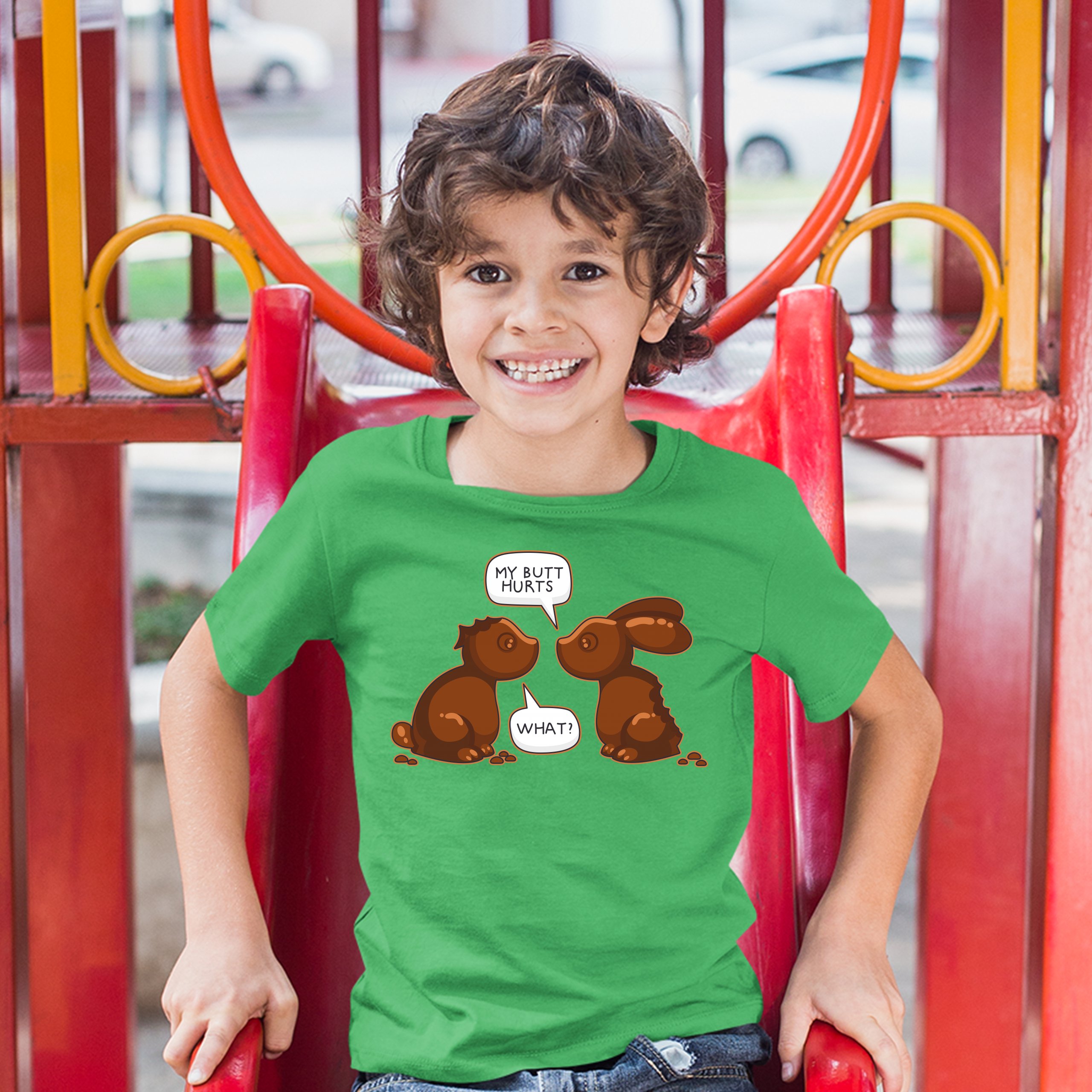 My Butt Hurts - What? Youth T-shirt Chocolate Bunnies Easter Rabbits Kids - Picture 39 of 56