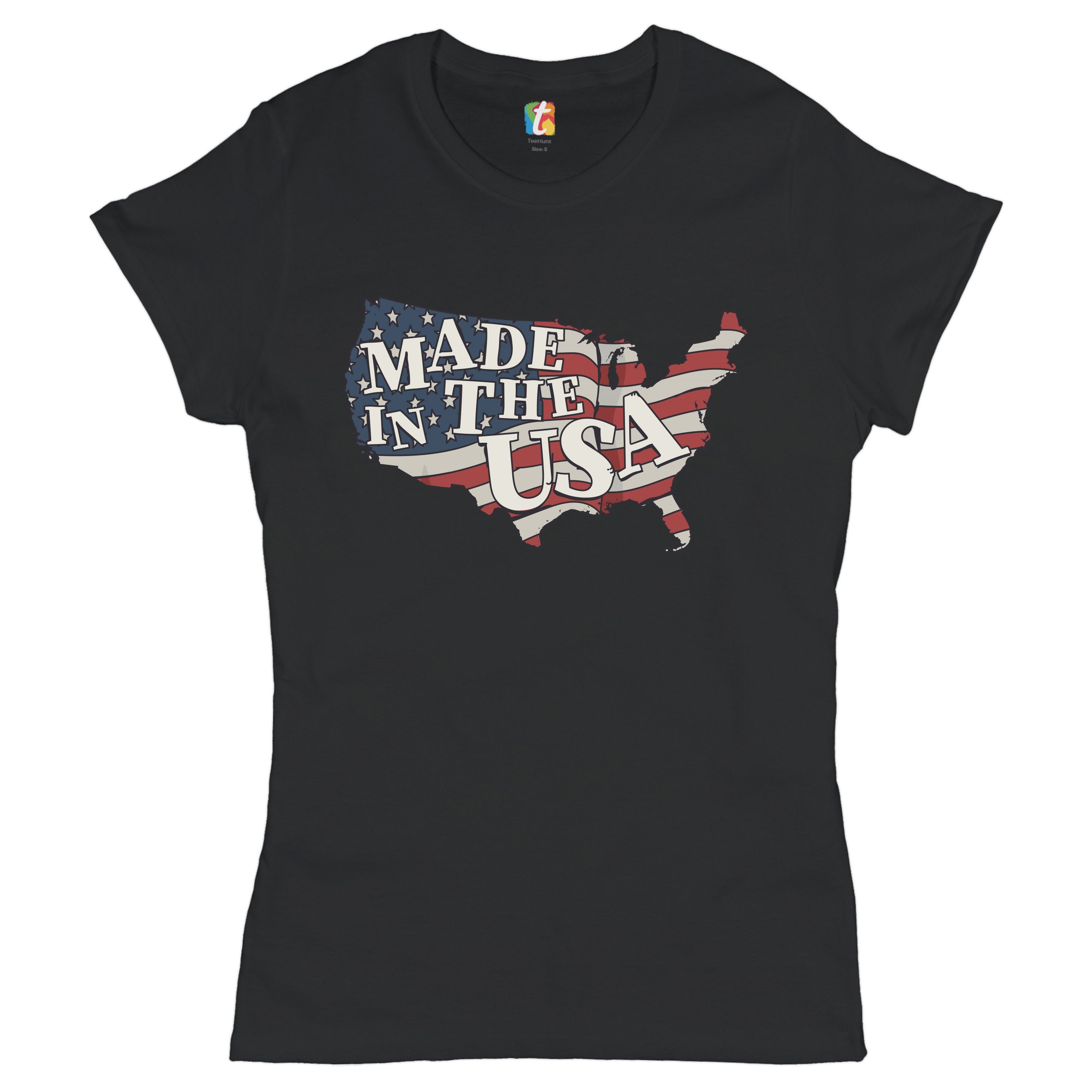 Made in the USA T-Shirt American Flag Independence Day 4th of July Women's Tee - Picture 2 of 25