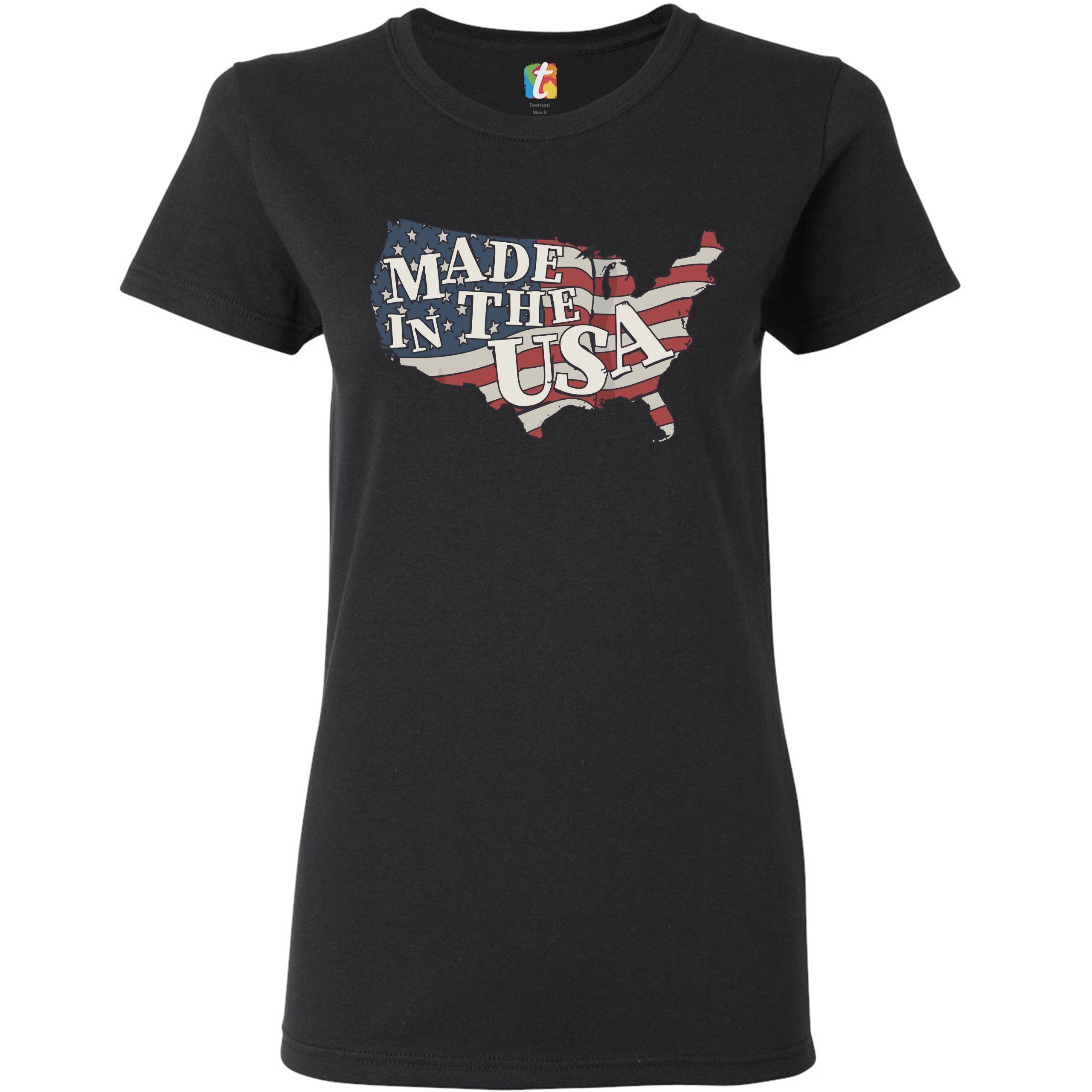 Made in the USA T-Shirt American Flag Independence Day 4th of July Women's Tee - Picture 3 of 25