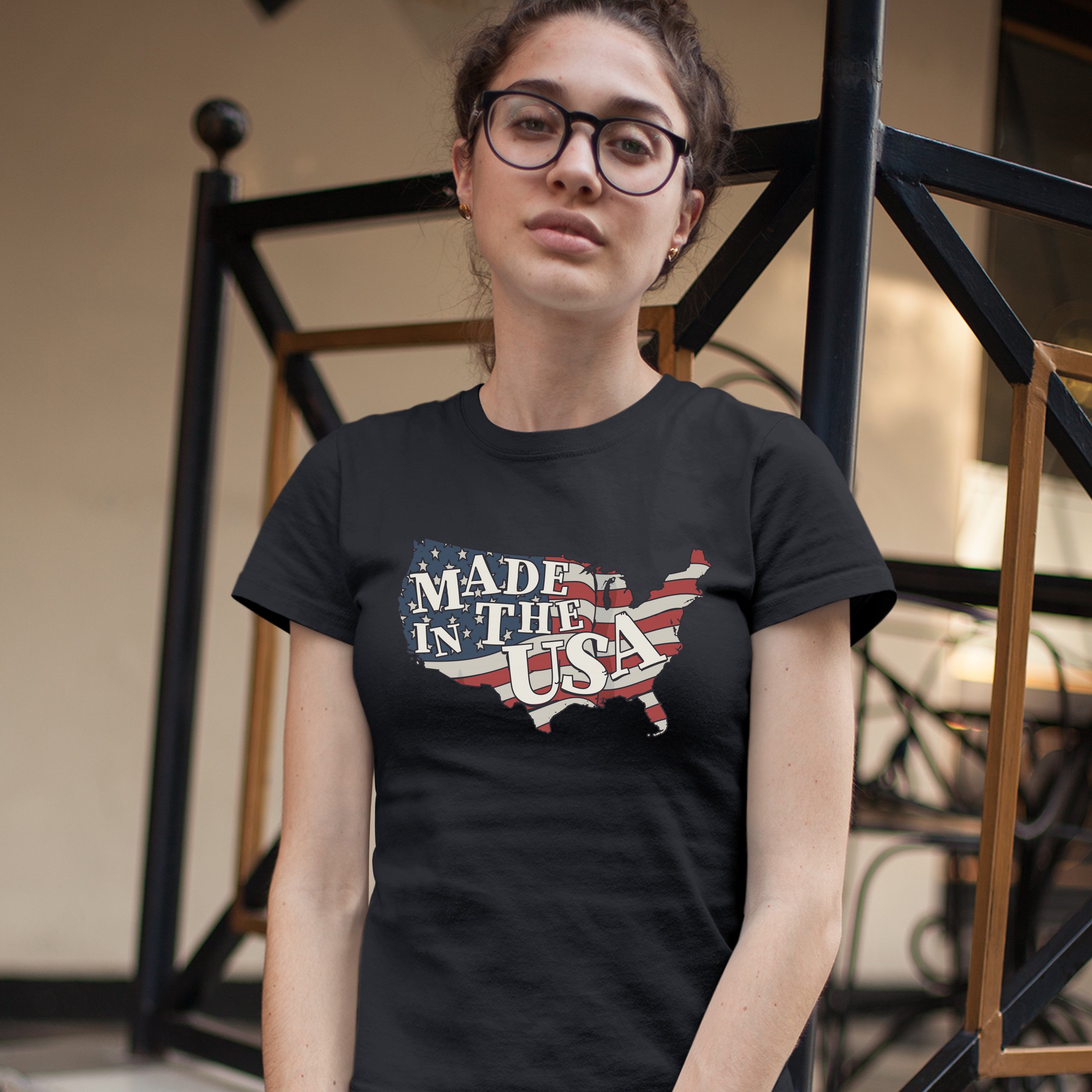 Made in the USA T-Shirt American Flag Independence Day 4th of July Women's Tee - Picture 5 of 25