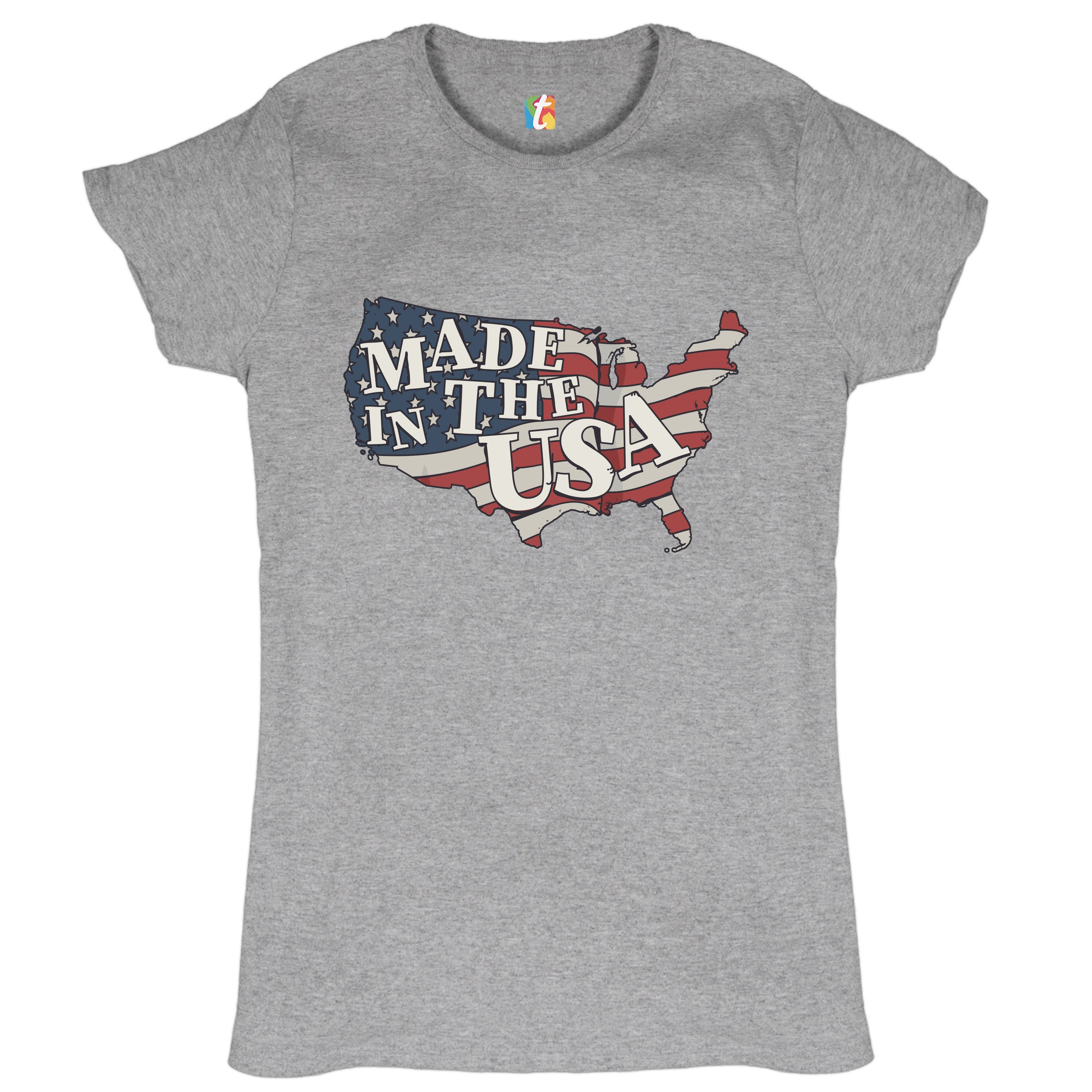 Made in the USA T-Shirt American Flag Independence Day 4th of July Women's Tee - Picture 6 of 25