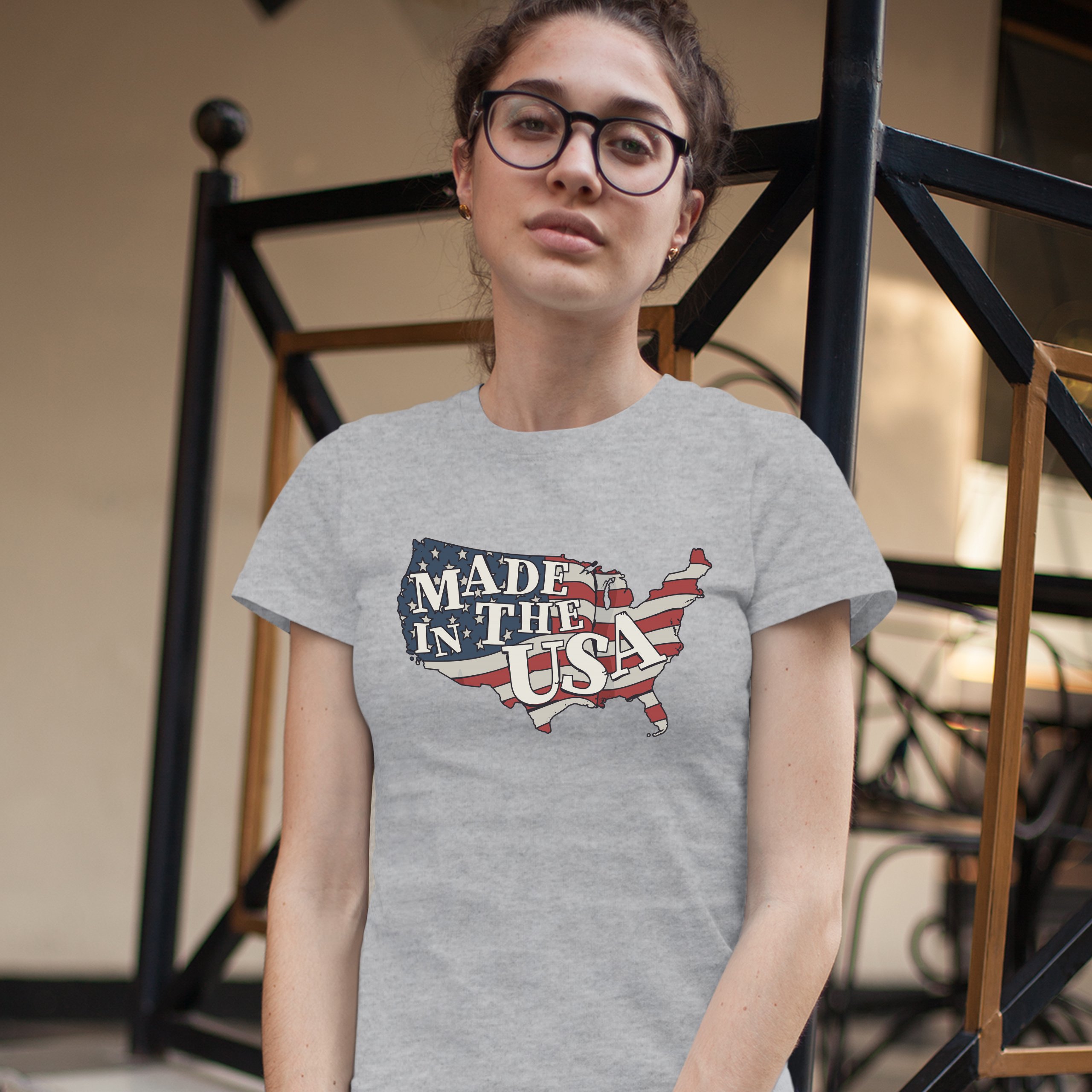 Made in the USA T-Shirt American Flag Independence Day 4th of July Women's Tee - Picture 9 of 25