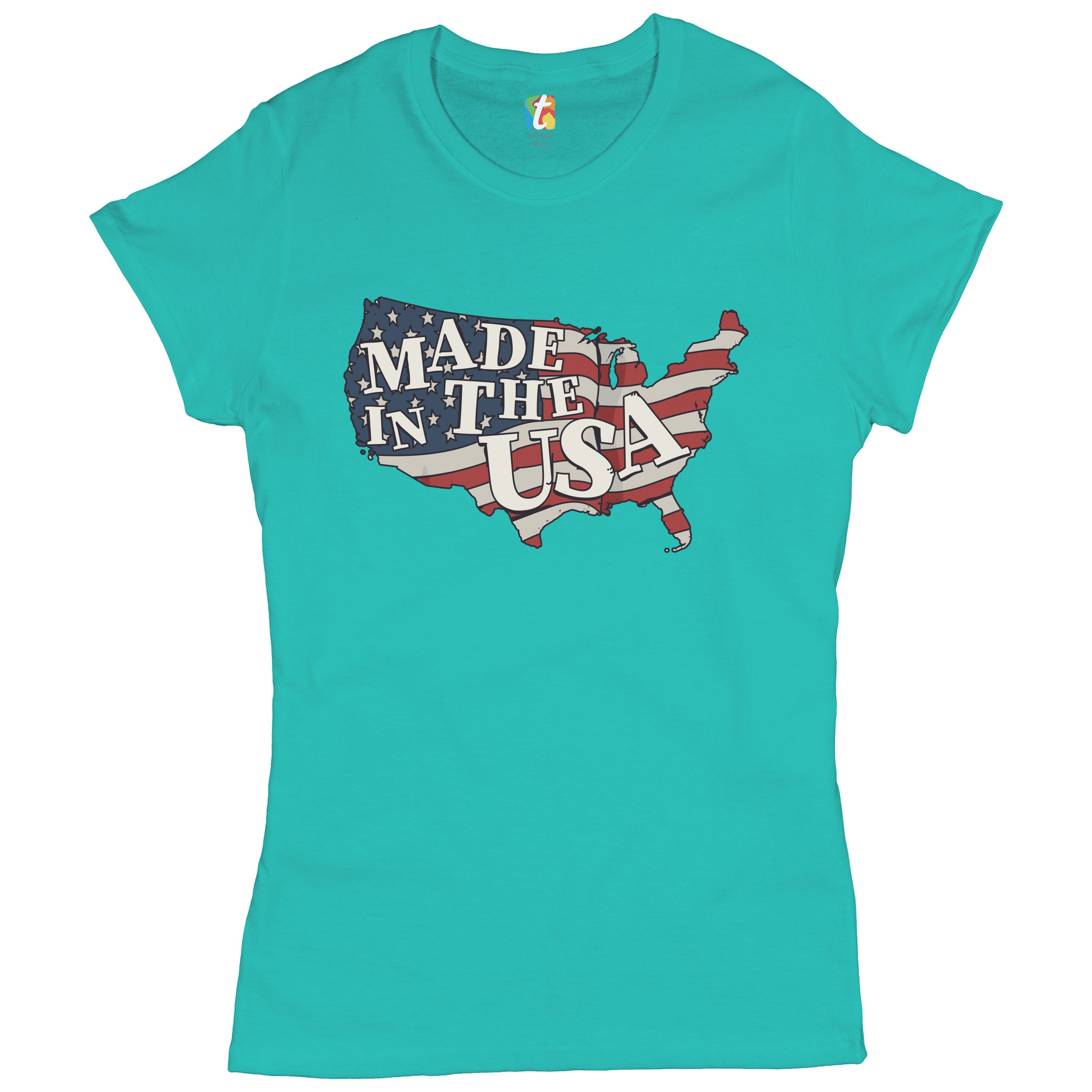 Made in the USA T-Shirt American Flag Independence Day 4th of July Women's Tee - Picture 18 of 25