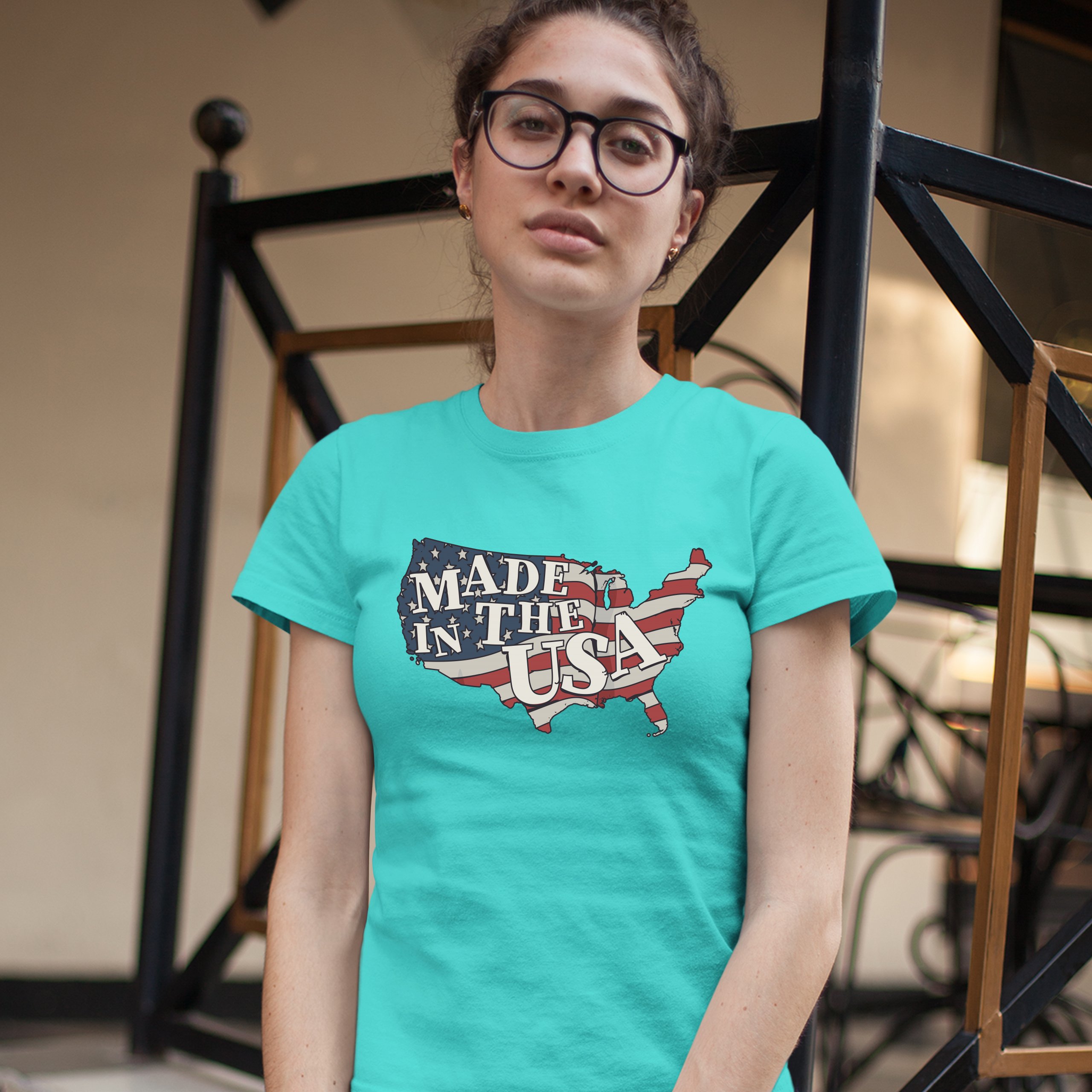 Made in the USA T-Shirt American Flag Independence Day 4th of July Women's Tee - Picture 21 of 25