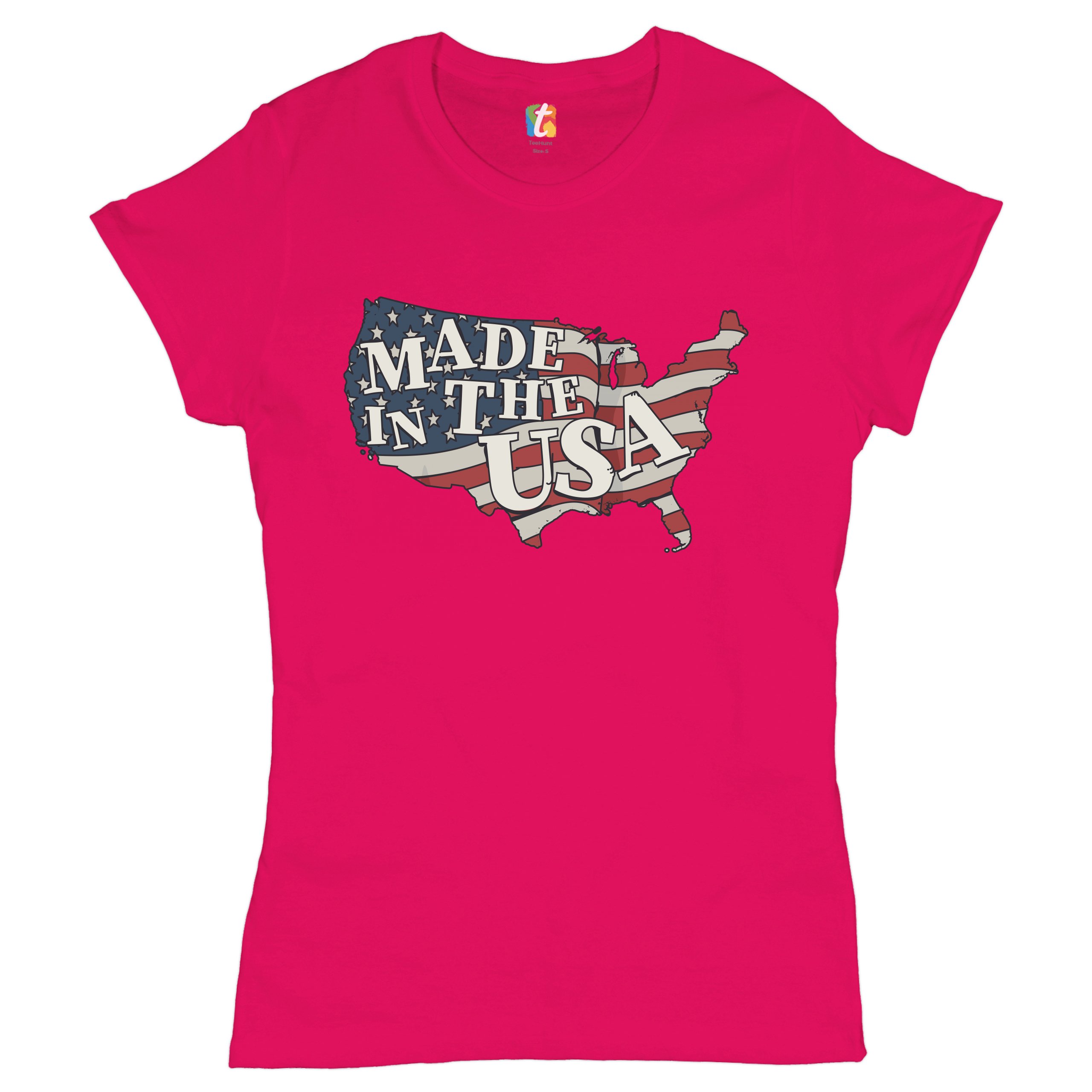 Made in the USA T-Shirt American Flag Independence Day 4th of July Women's Tee - Picture 22 of 25
