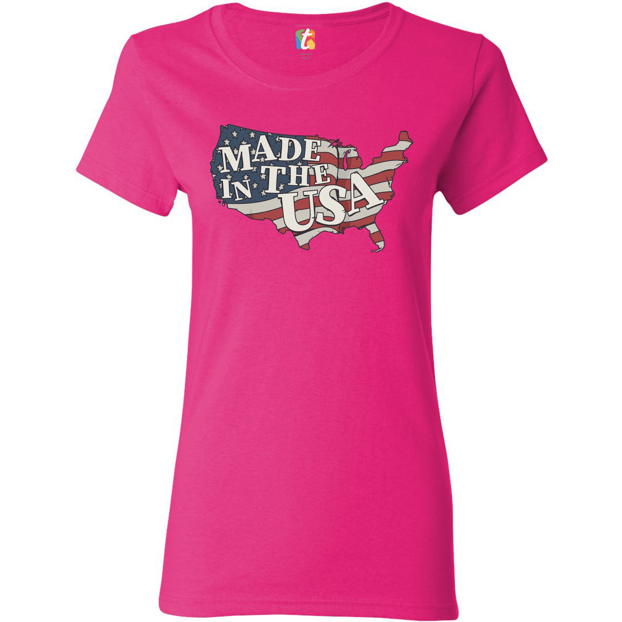 Made in the USA T-Shirt American Flag Independence Day 4th of July Women's Tee - Picture 23 of 25