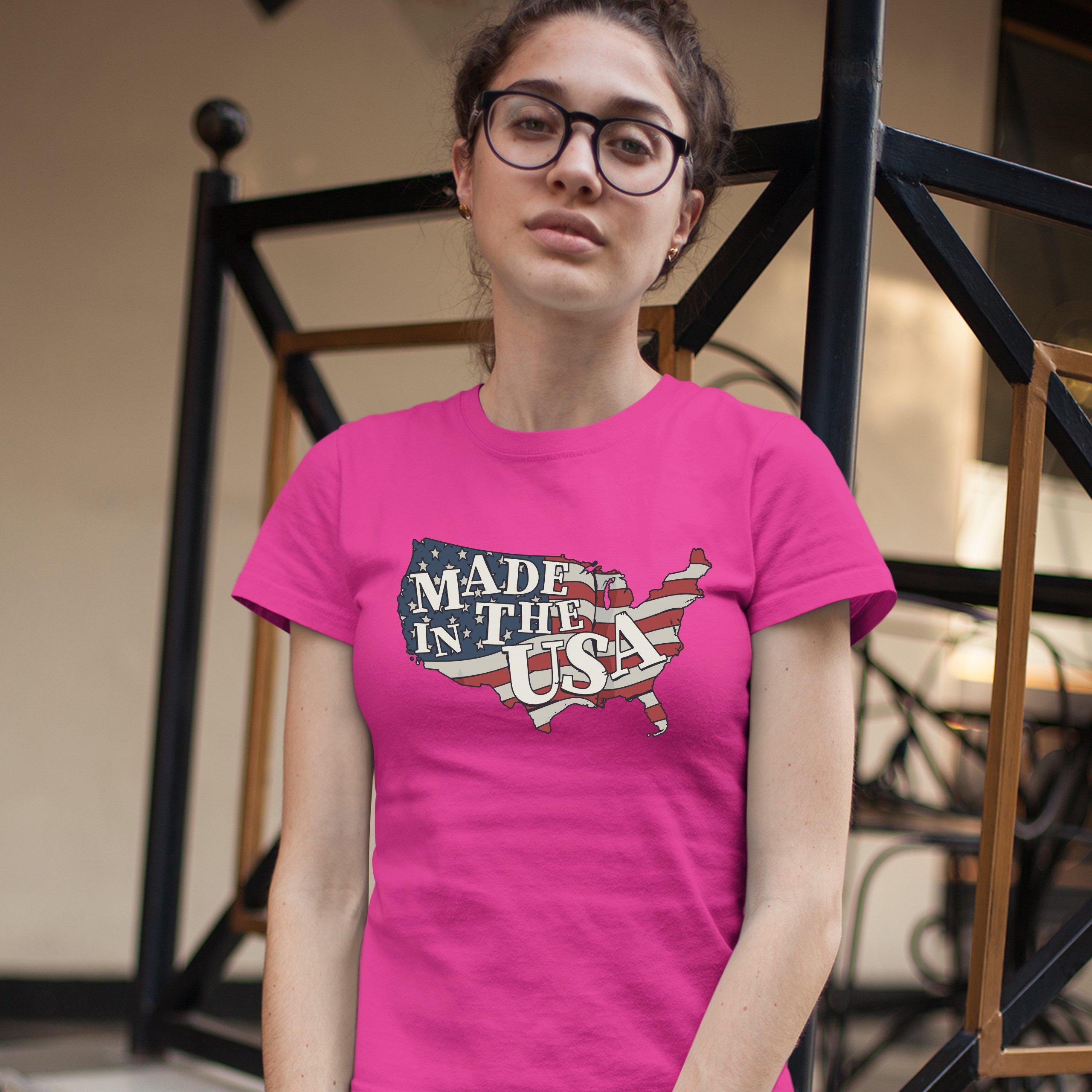 Made in the USA T-Shirt American Flag Independence Day 4th of July Women's Tee - Picture 25 of 25