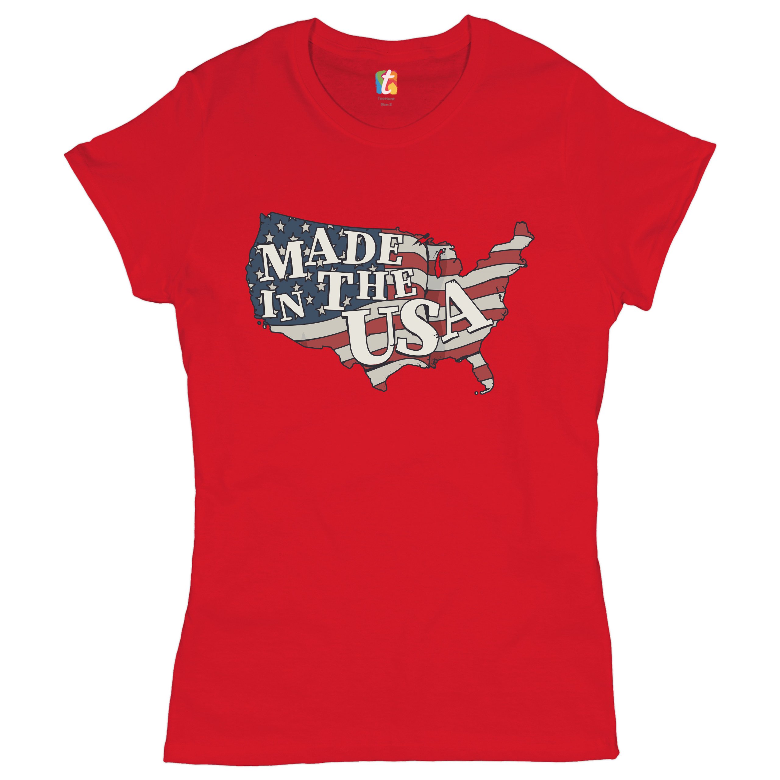 Made in the USA T-Shirt American Flag Independence Day 4th of July Women's Tee - Picture 10 of 25