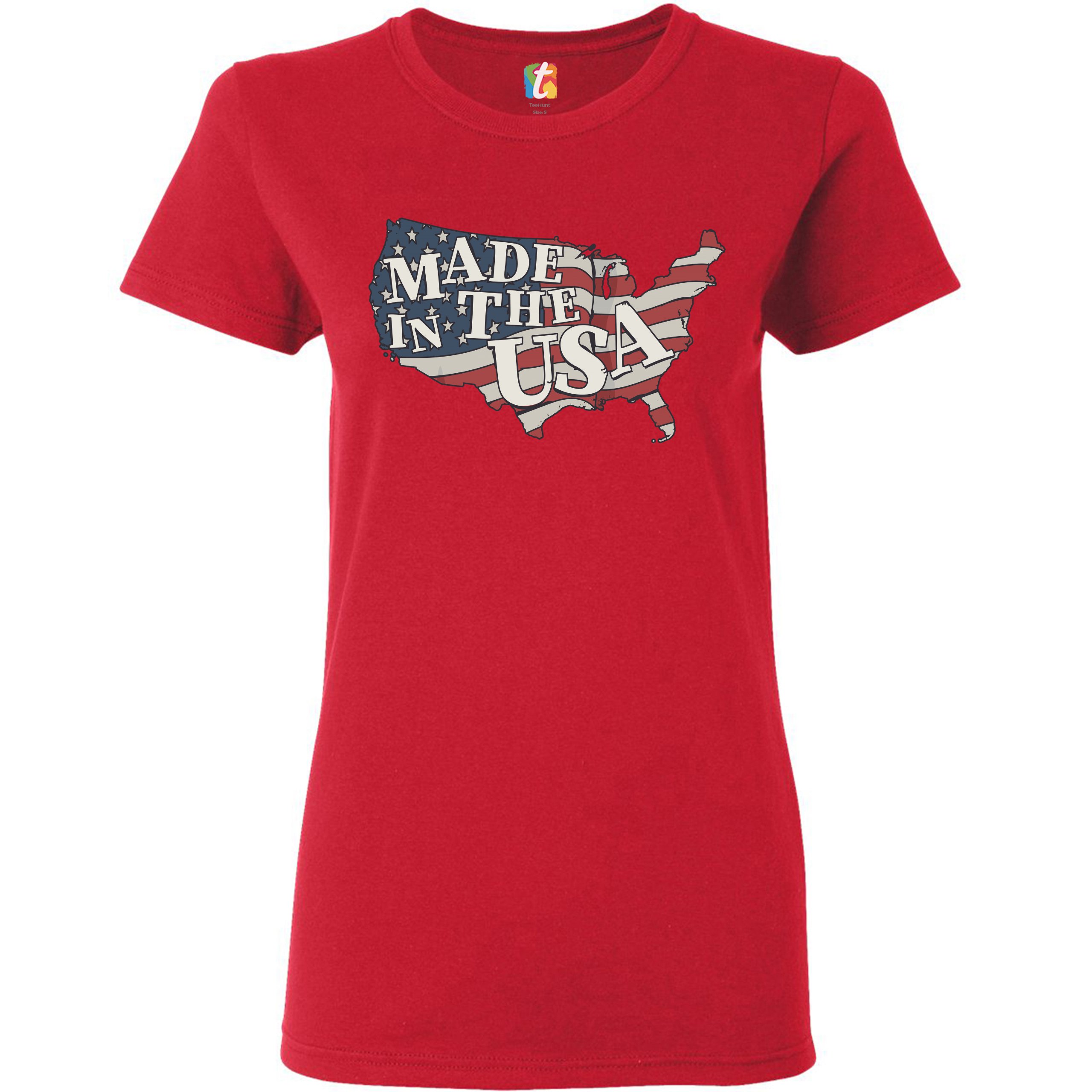 Made in the USA T-Shirt American Flag Independence Day 4th of July Women's Tee - Picture 11 of 25