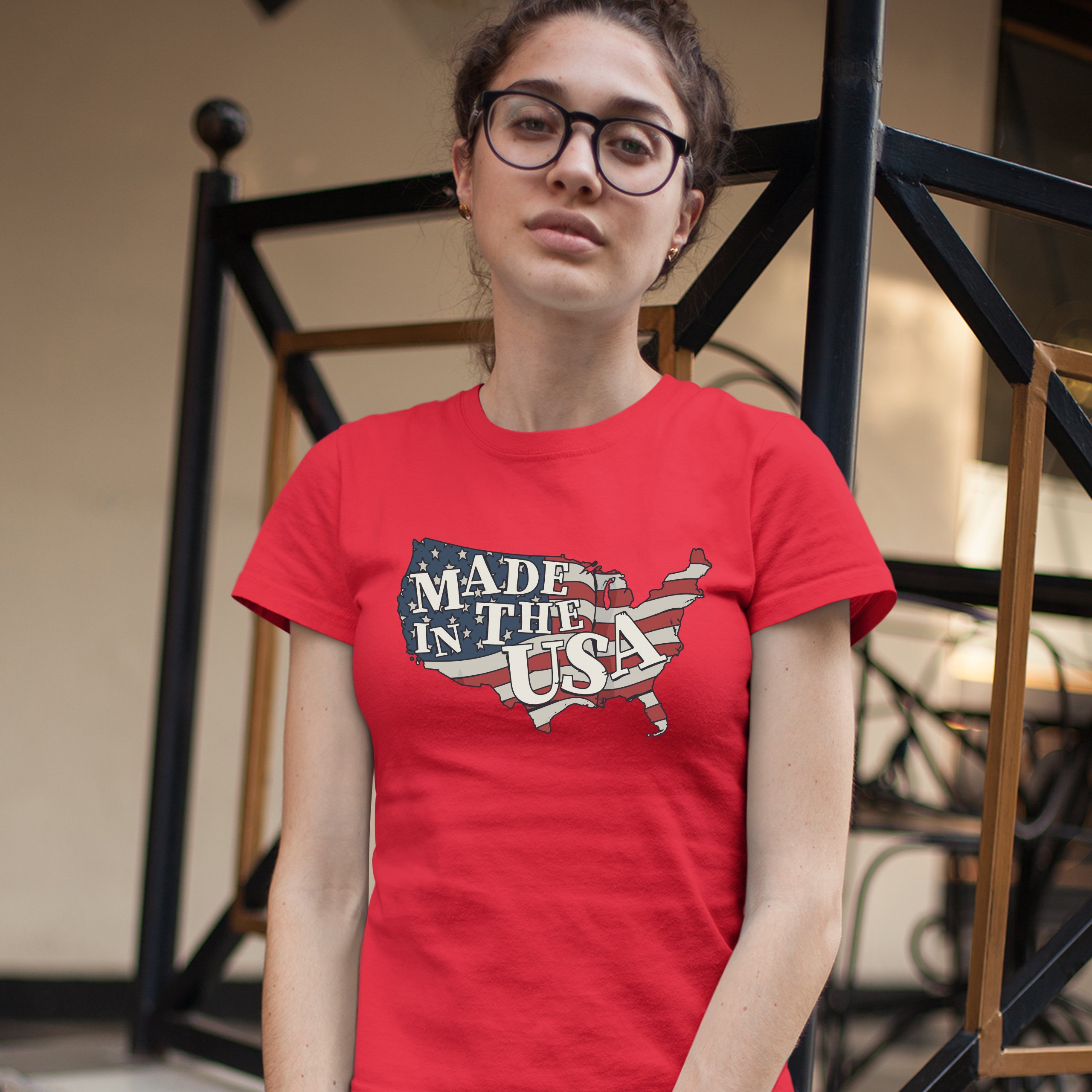 Made in the USA T-Shirt American Flag Independence Day 4th of July Women's Tee - Picture 13 of 25