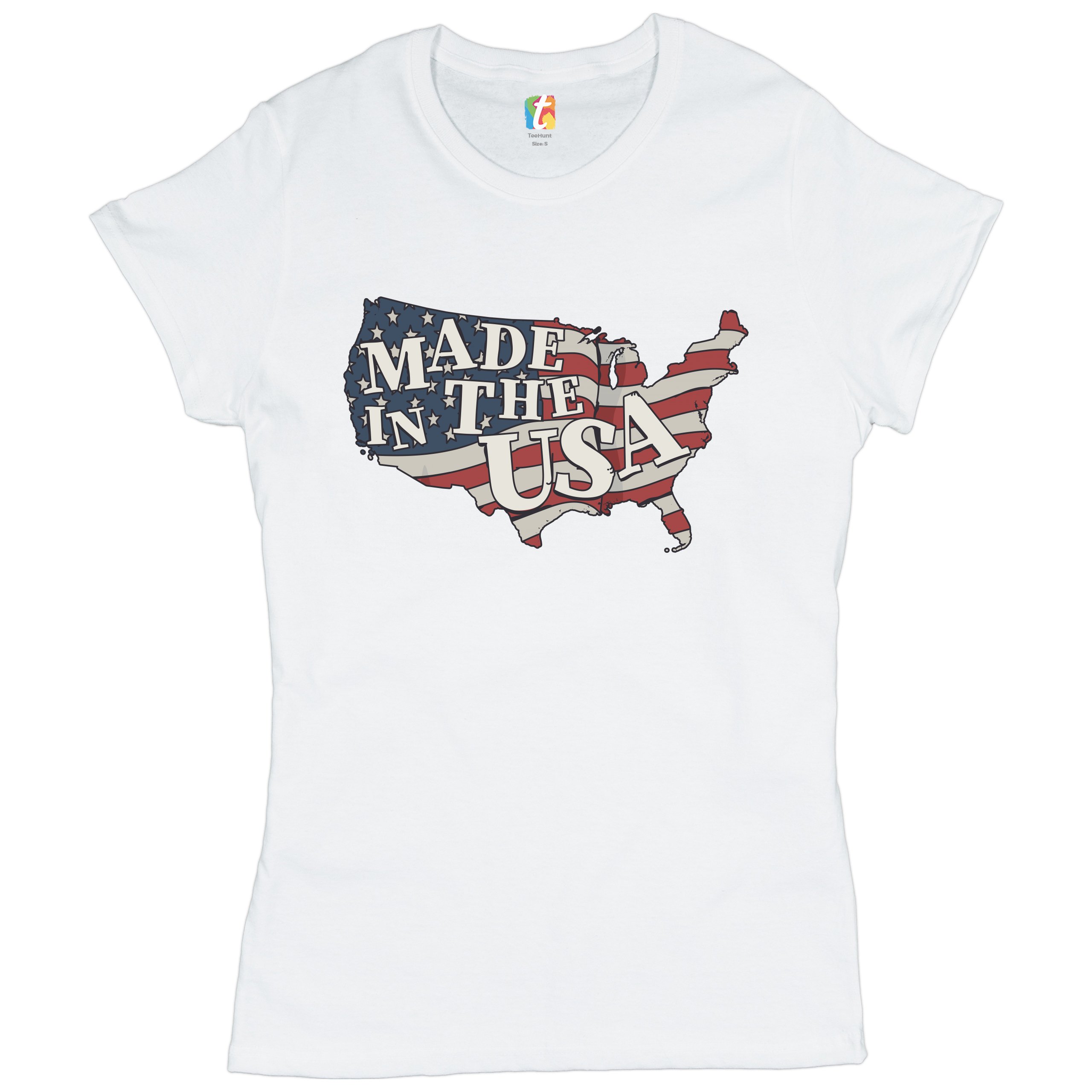 Made in the USA T-Shirt American Flag Independence Day 4th of July Women's Tee - Picture 14 of 25