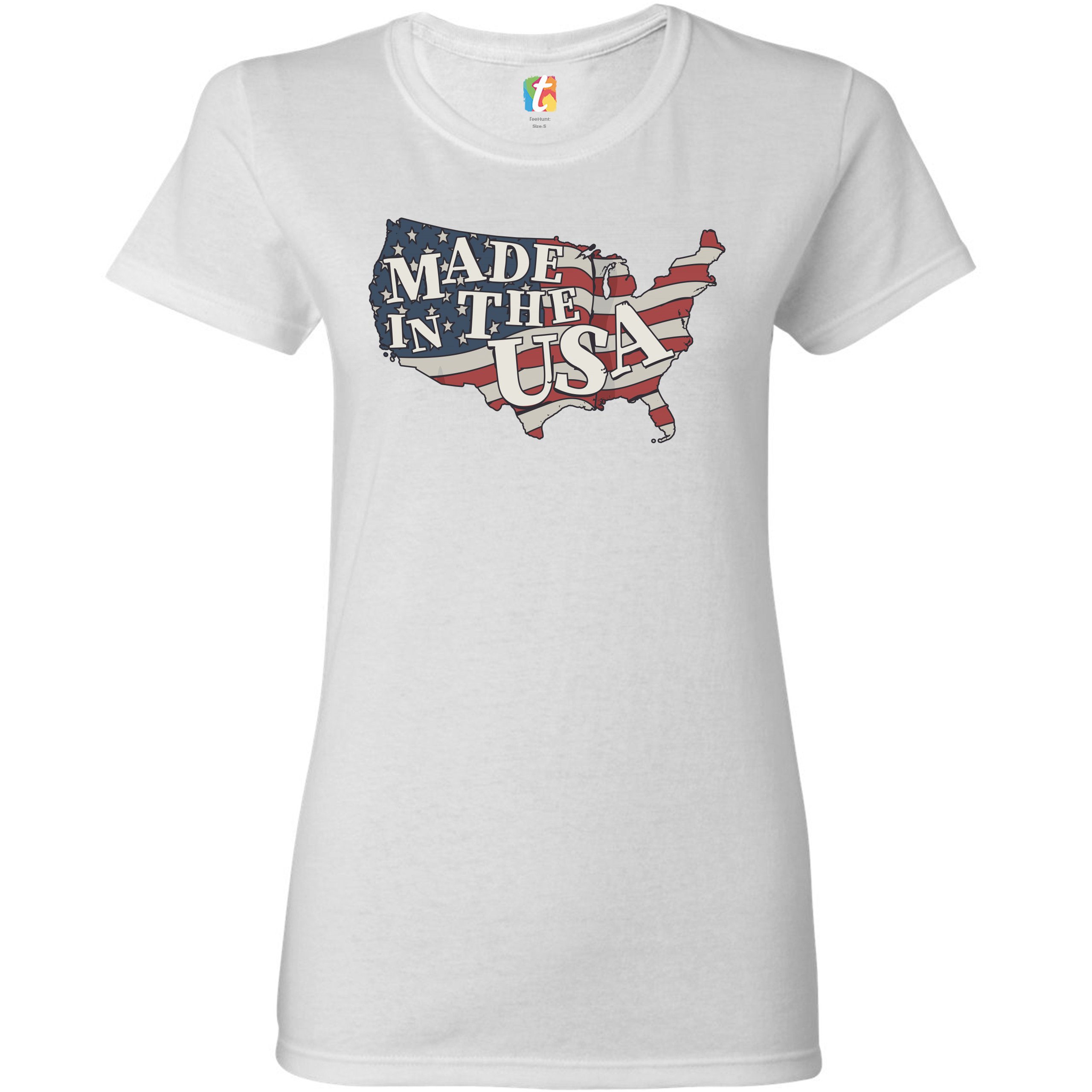 Made in the USA T-Shirt American Flag Independence Day 4th of July Women's Tee - Picture 15 of 25