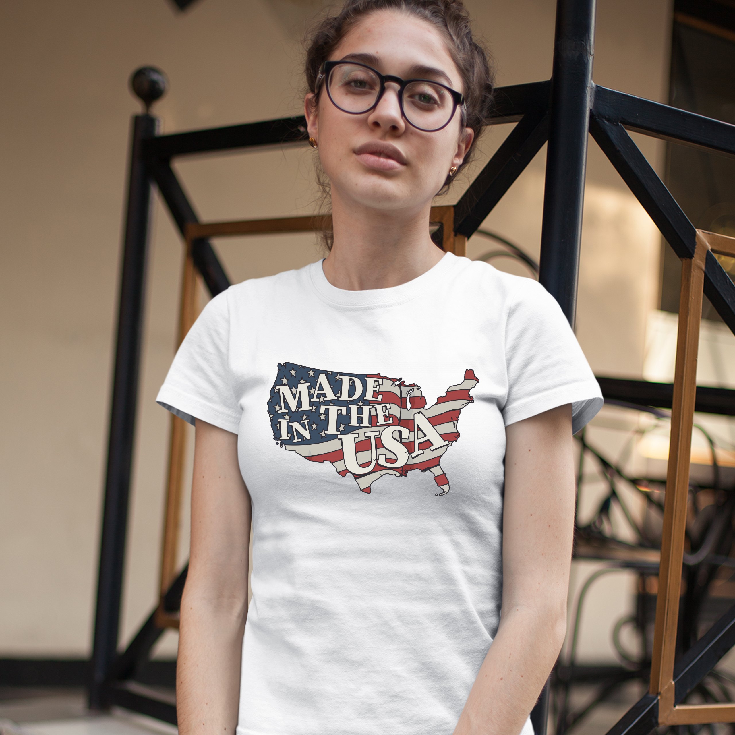 Made in the USA T-Shirt American Flag Independence Day 4th of July Women's Tee - Picture 17 of 25
