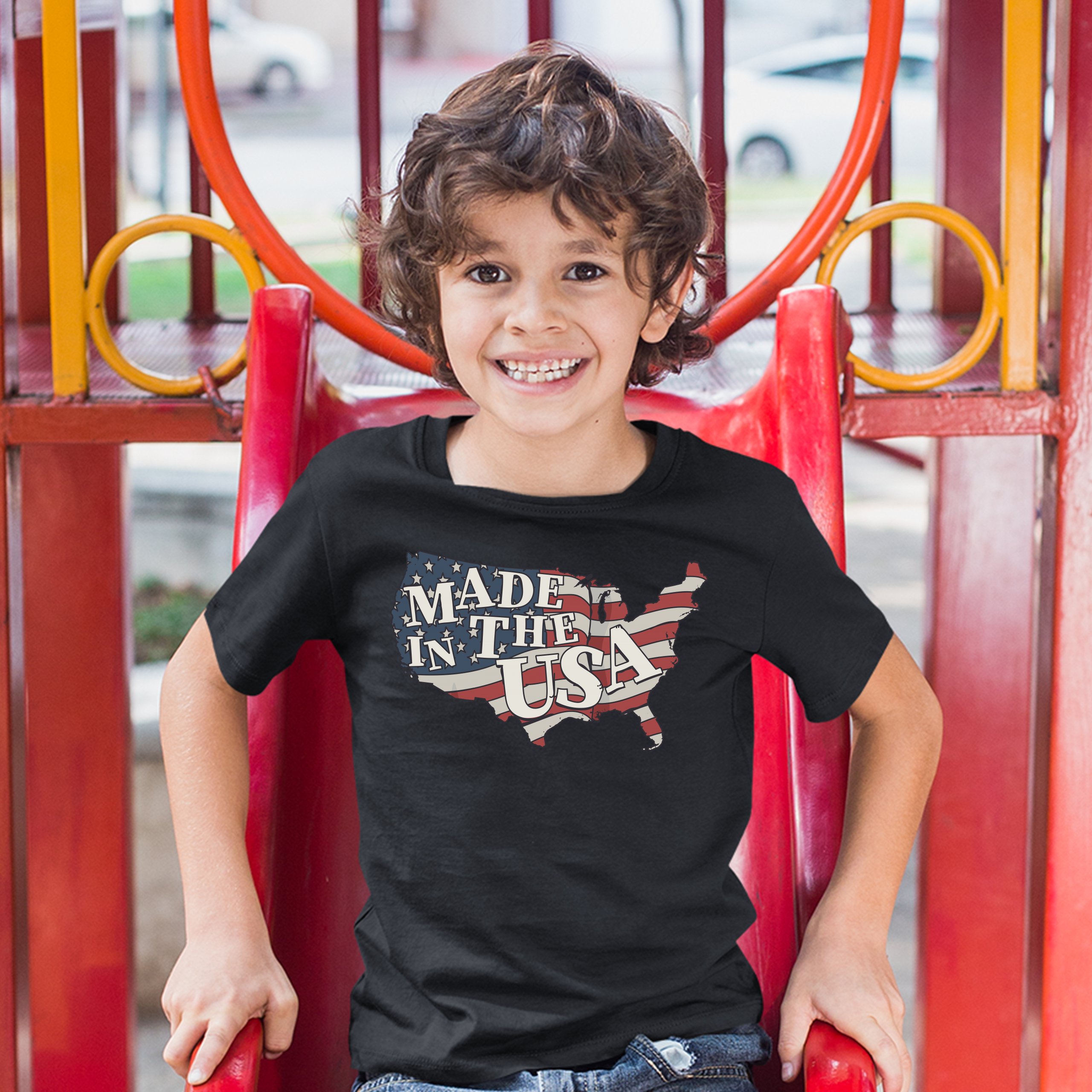 Camiseta Juvenil Hecha en los EE. UU. Bandera Americana Día de la Independencia 4 de Julio Niños - Imagen 5 de 29