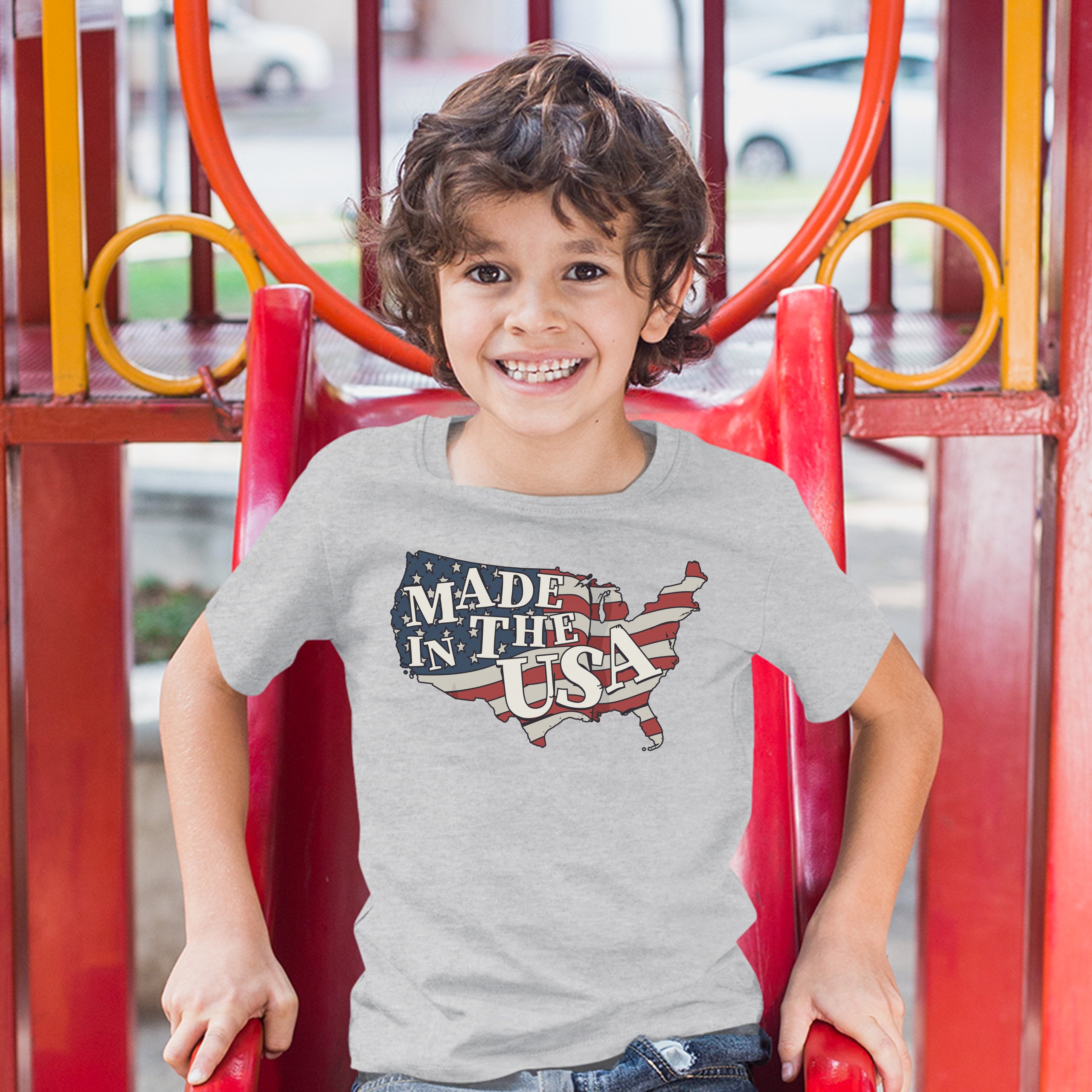 Camiseta Juvenil Hecha en los EE. UU. Bandera Americana Día de la Independencia 4 de Julio Niños - Imagen 9 de 29