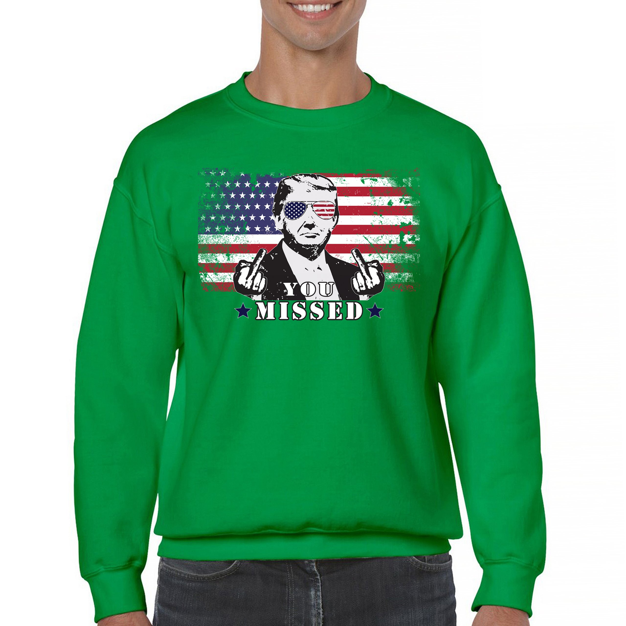 Donald Trump You Missed Sweatshirt 2024 President Vote Red Republican Crewneck