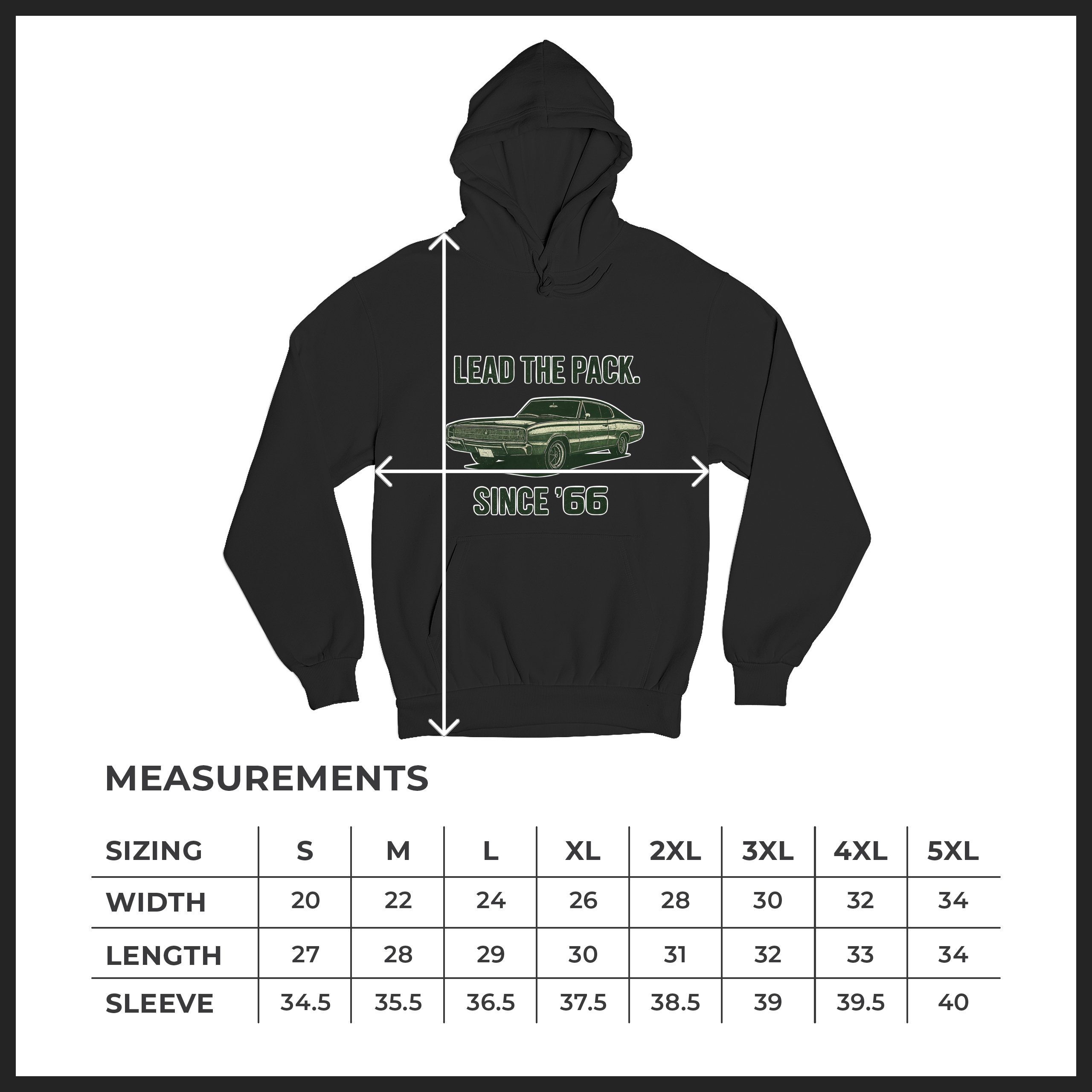 Lead The Pack Since 66 Unisex Hoodie Classic Muscle Car Vintage 1966 - Picture 8 of 57