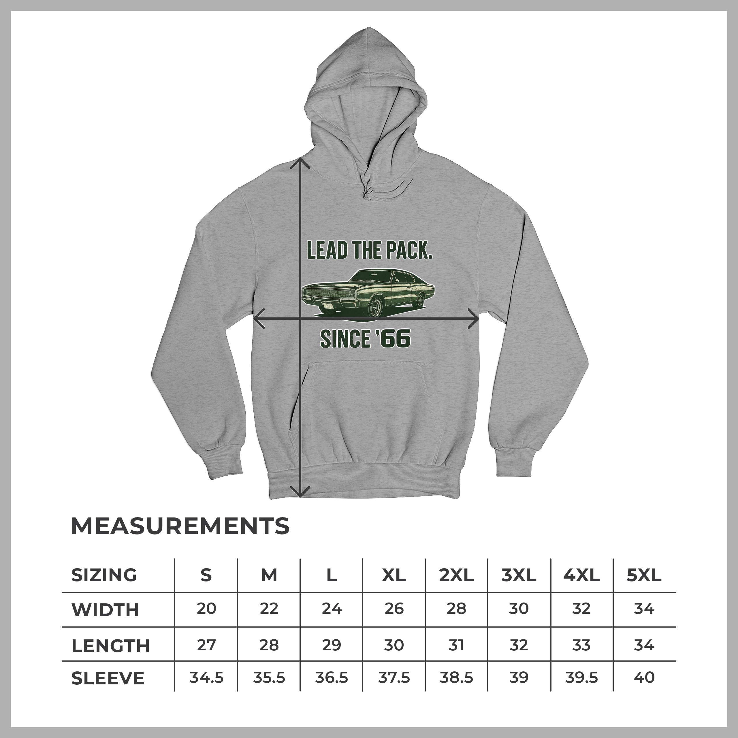 Lead The Pack Since 66 Unisex Hoodie Classic Muscle Car Vintage 1966 - Picture 15 of 57