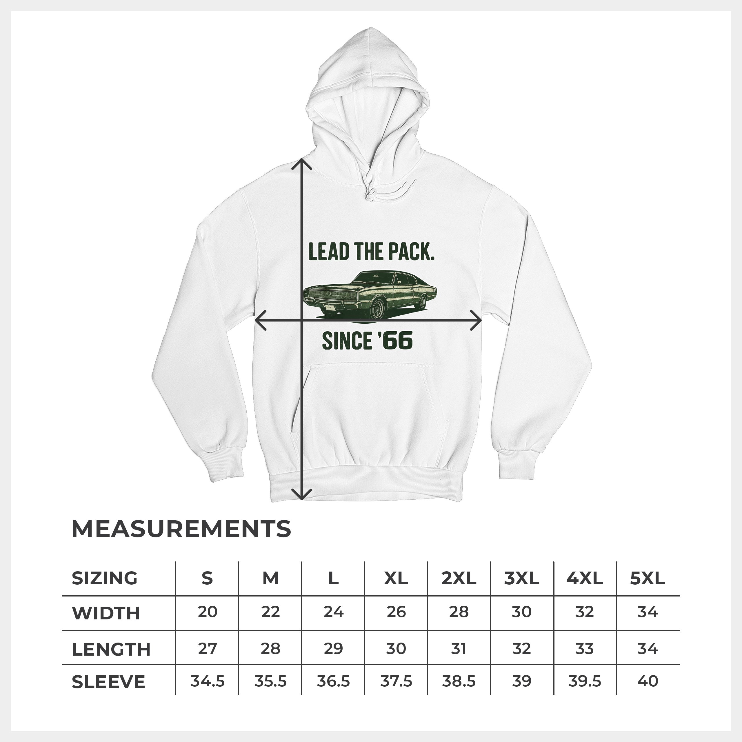 Lead The Pack Since 66 Unisex Hoodie Classic Muscle Car Vintage 1966 - Picture 43 of 57