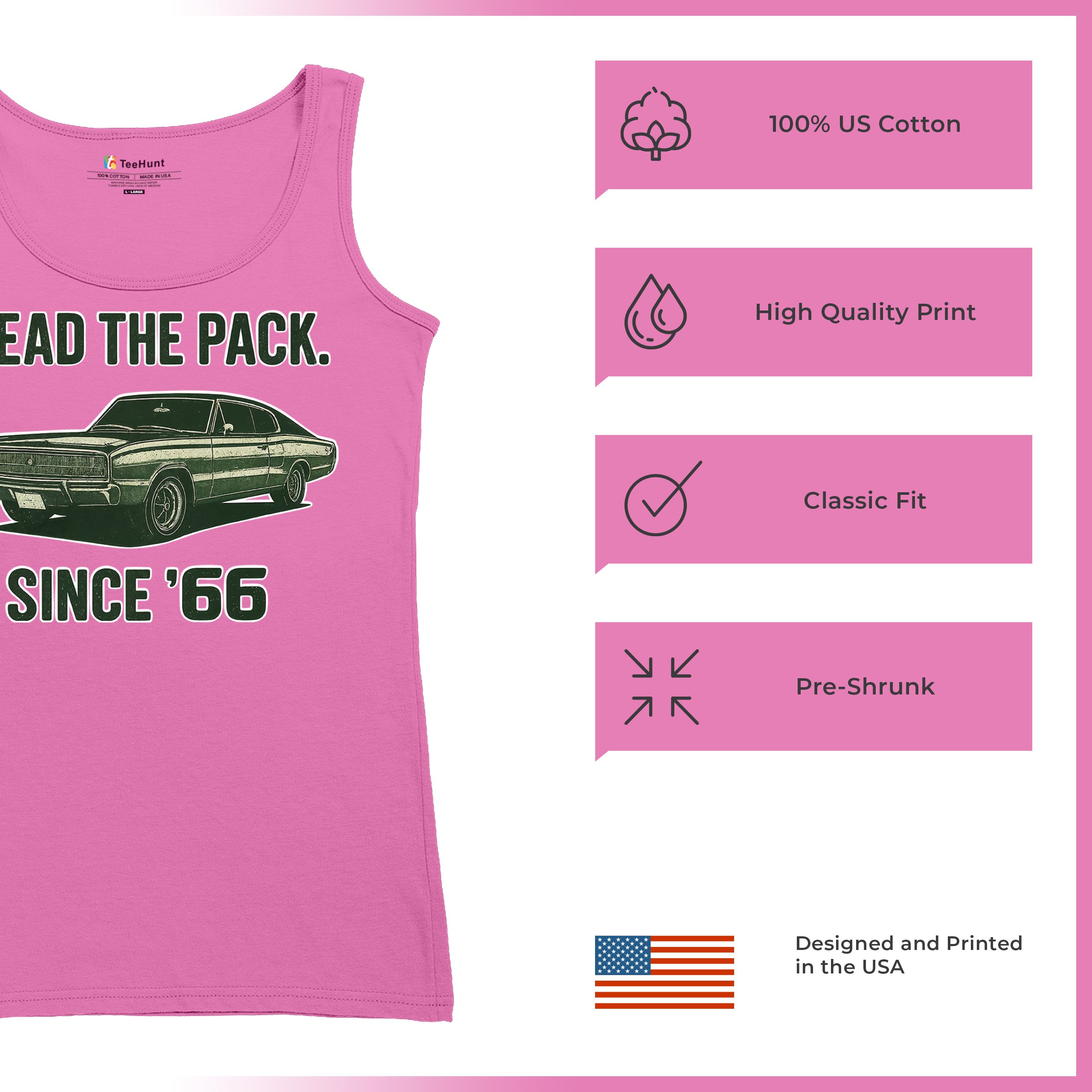 Lead The Pack Since 66 Women's Tank Top Classic Muscle Car Vintage 1966 - Picture 35 of 36