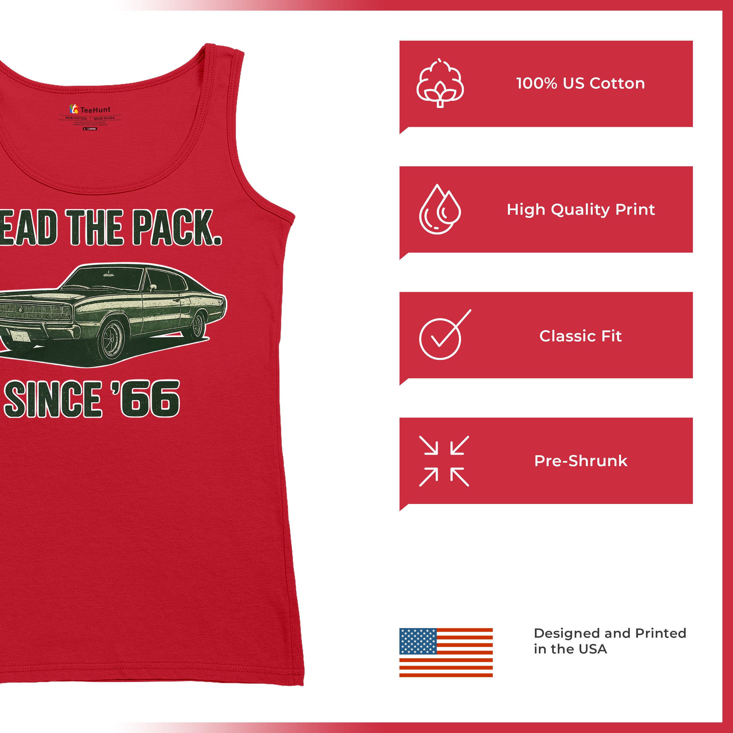 Lead The Pack Since 66 Women's Tank Top Classic Muscle Car Vintage 1966 - Picture 14 of 36