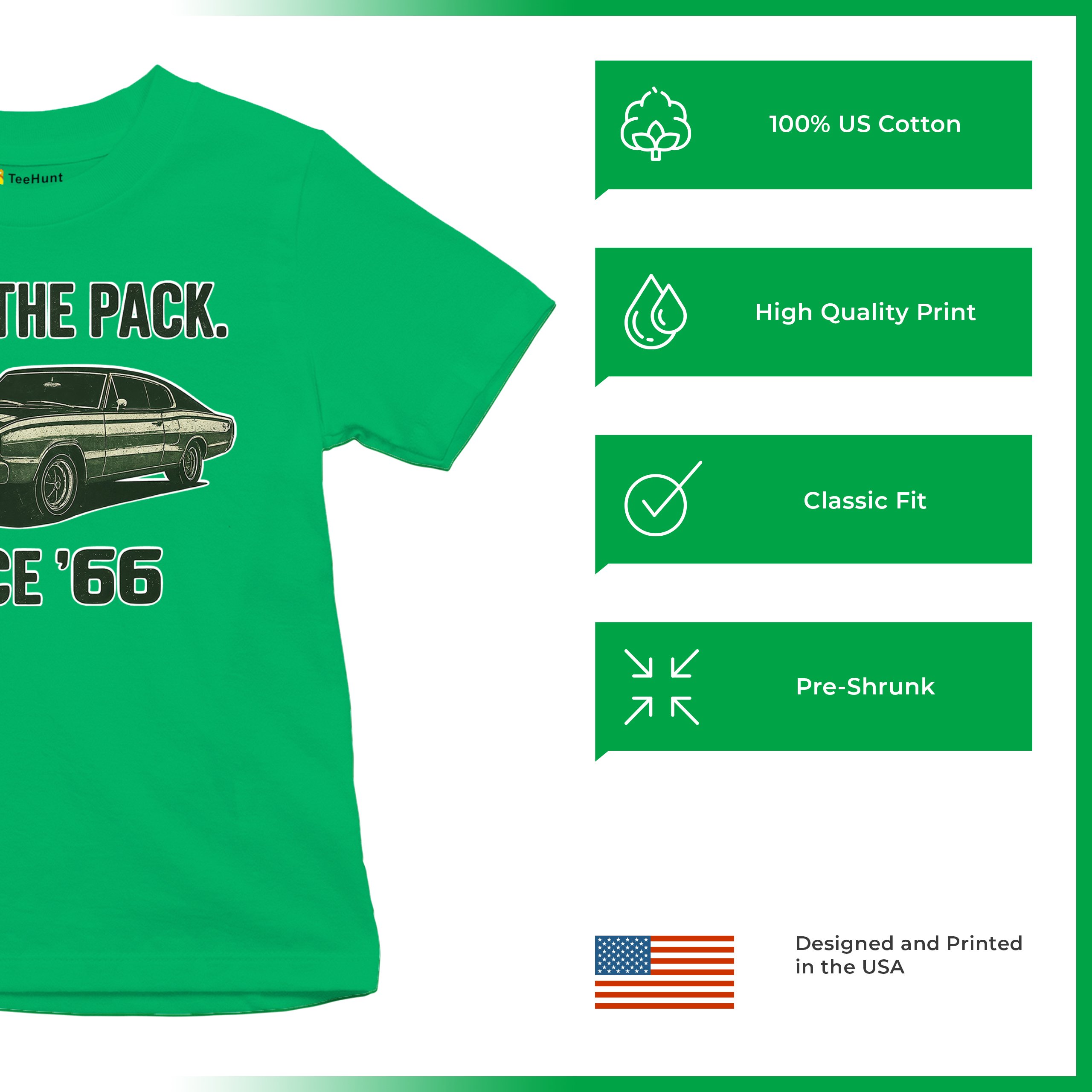 Lead The Pack Since 66 Youth T-shirt Classic Muscle Car Vintage 1966 Kids - Picture 35 of 50