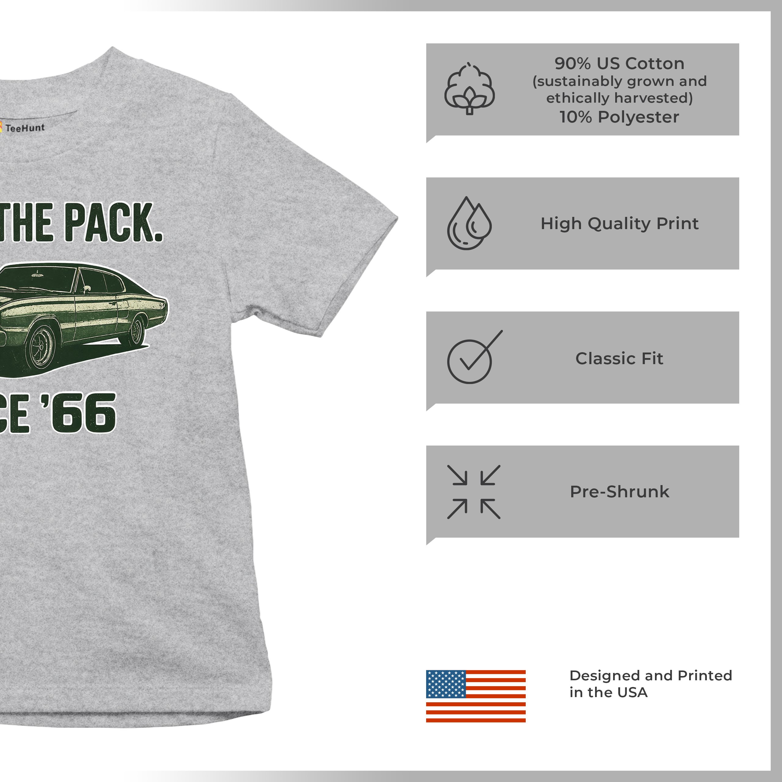 Lead The Pack Since 66 Youth T-shirt Classic Muscle Car Vintage 1966 Kids - Picture 14 of 50