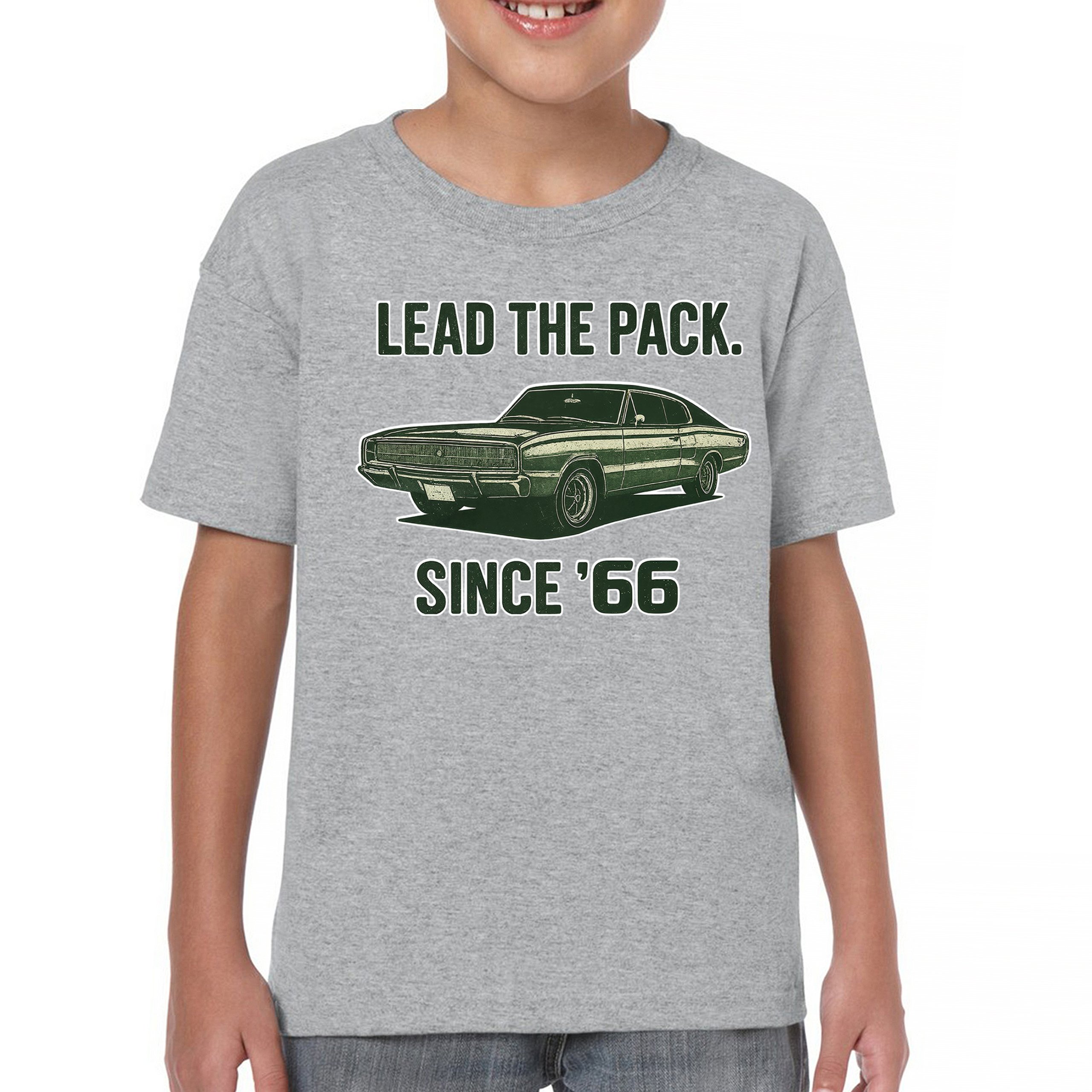 Lead The Pack Since 66 Youth T-shirt Classic Muscle Car Vintage 1966 Kids - Picture 9 of 50