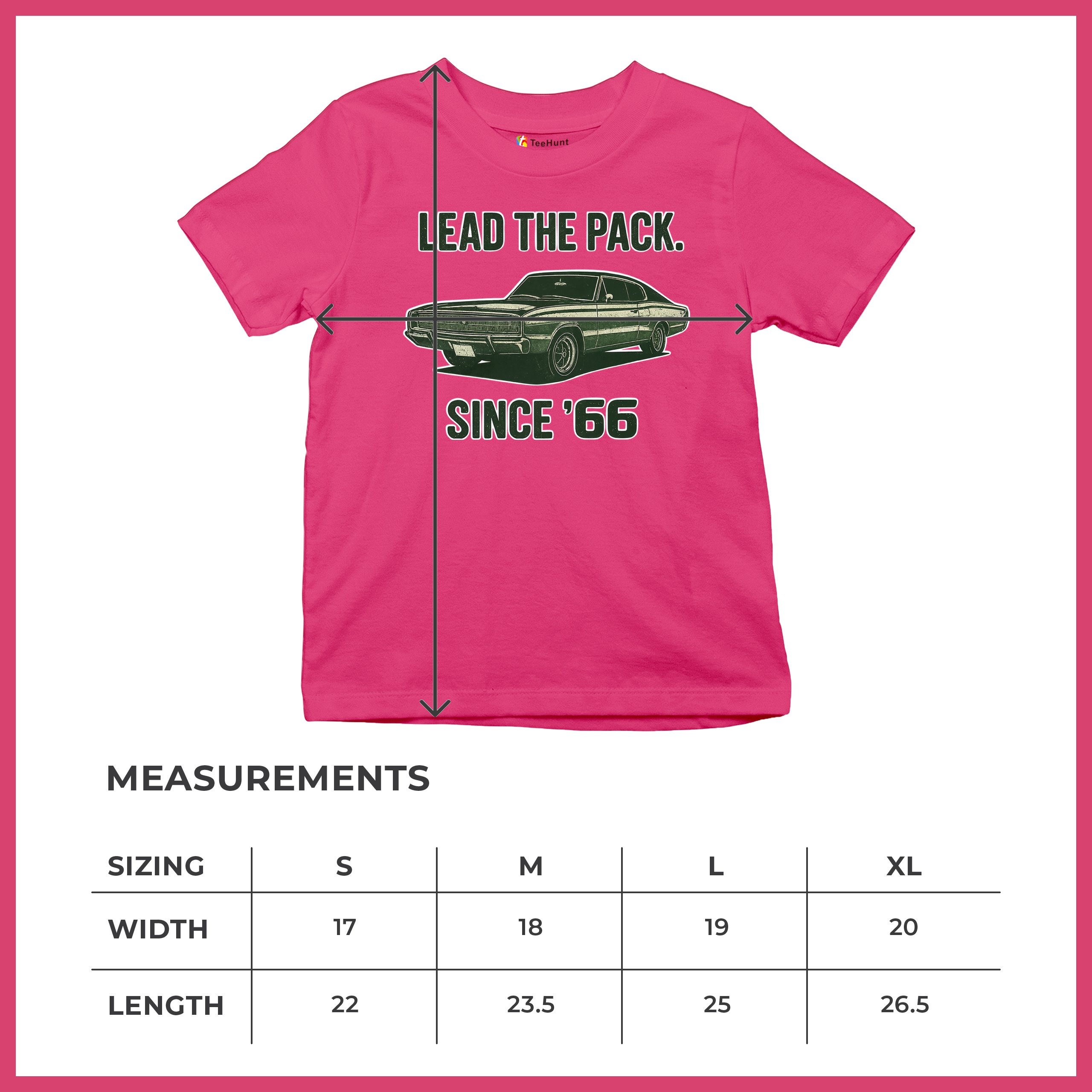 Lead The Pack Since 66 Youth T-shirt Classic Muscle Car Vintage 1966 Kids - Picture 50 of 50