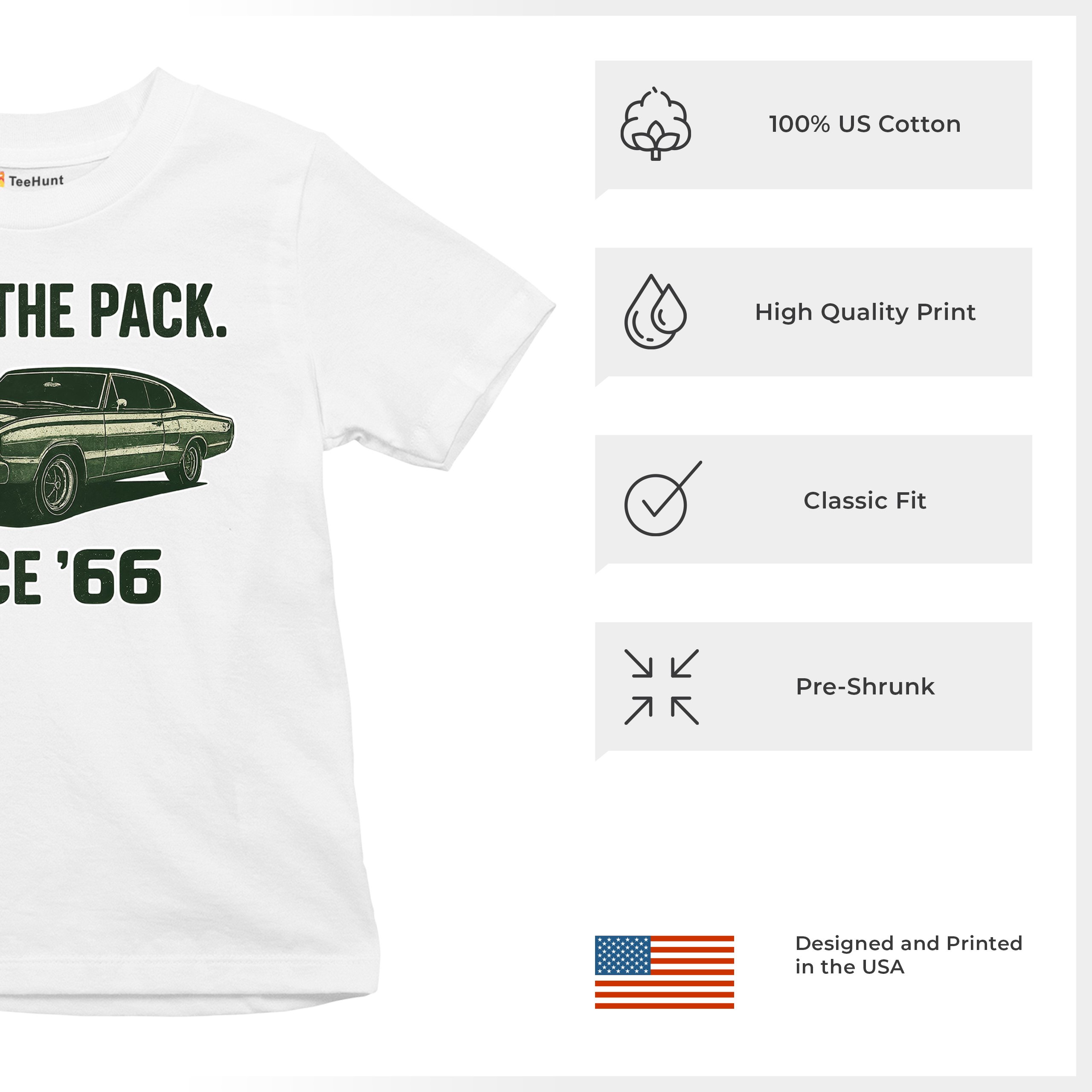 Lead The Pack Since 66 Youth T-shirt Classic Muscle Car Vintage 1966 Kids - Picture 28 of 50