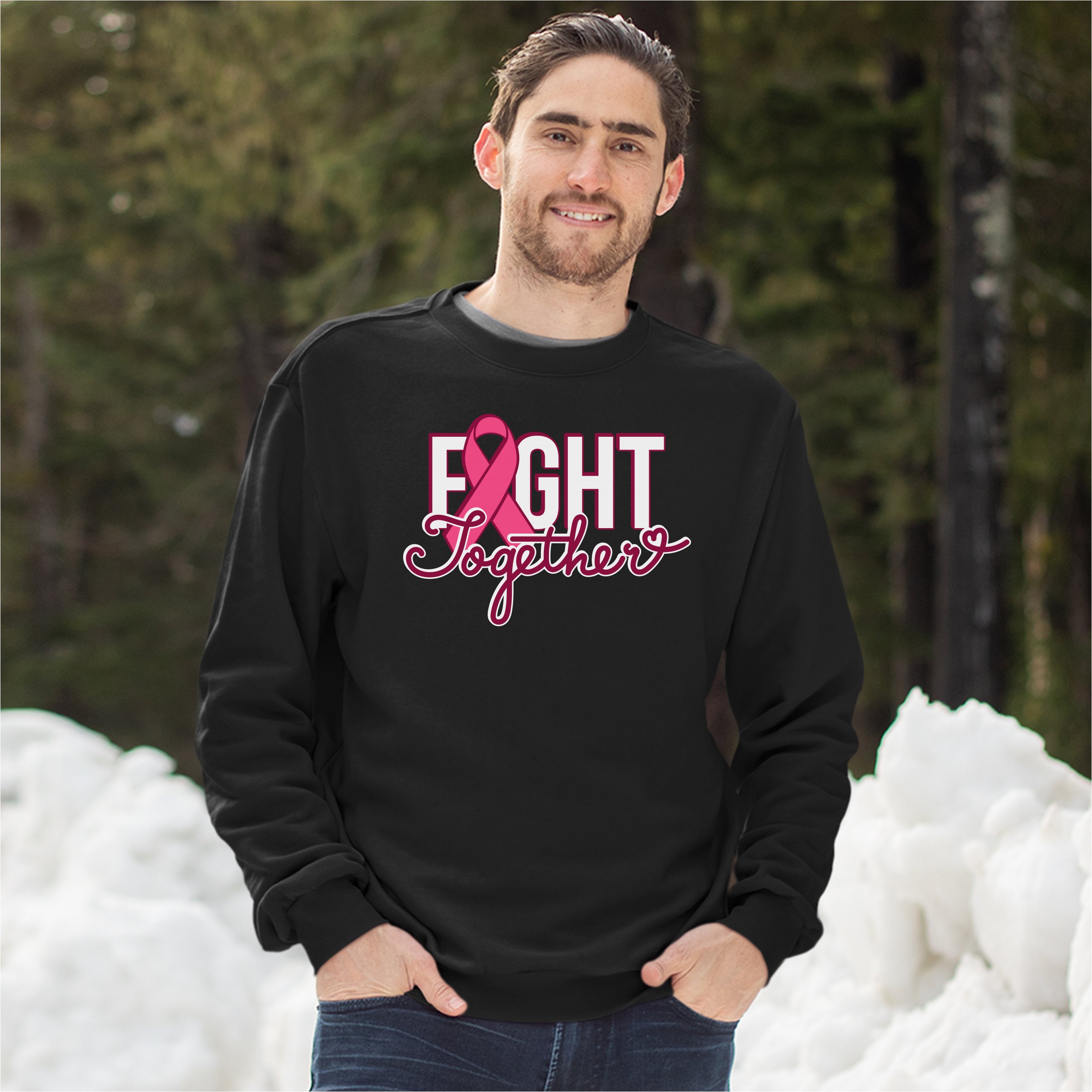 Fight Together Sweatshirt Breast Cancer Awareness Warrior Crewneck - Picture 5 of 36