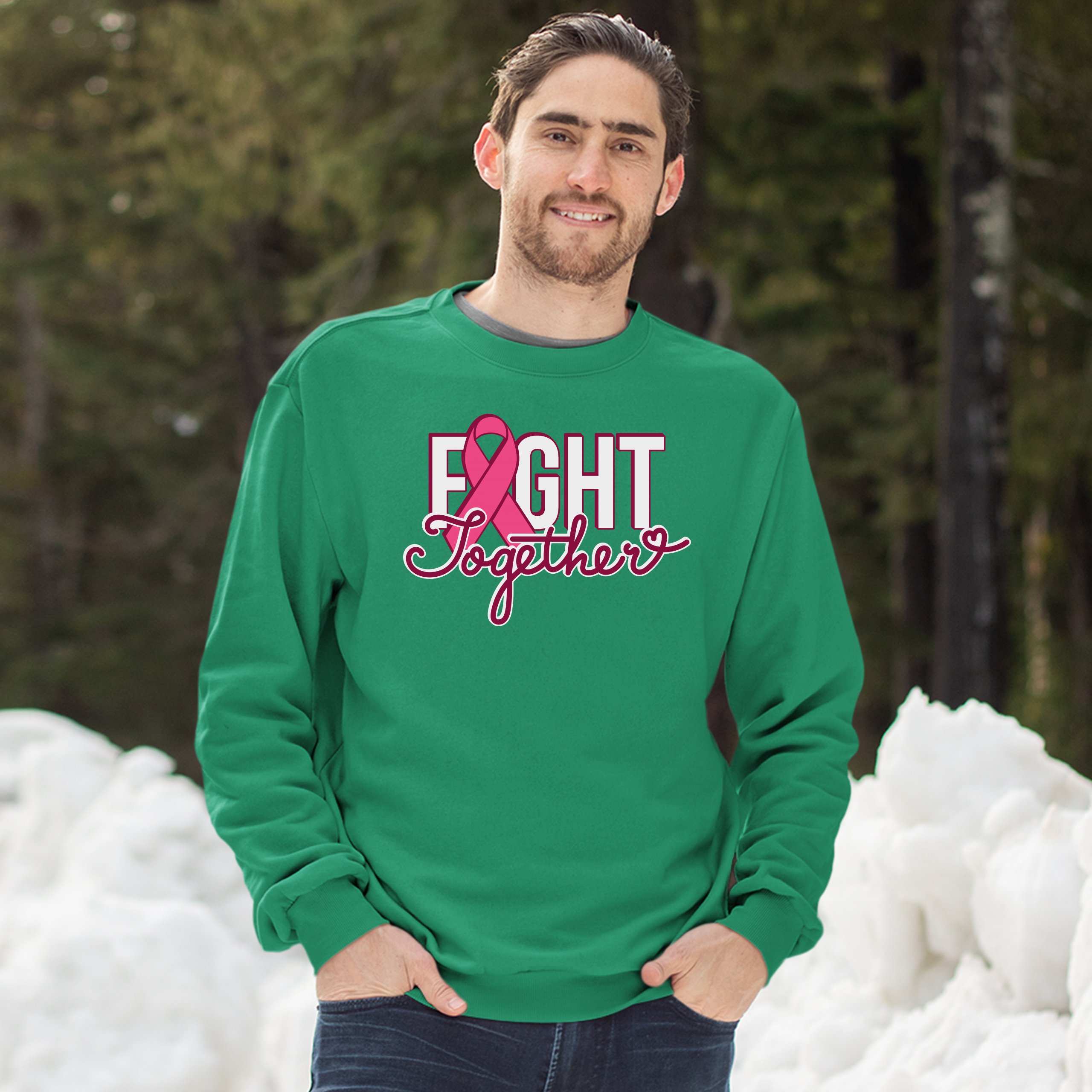 Fight Together Sweatshirt Breast Cancer Awareness Warrior Crewneck - Picture 30 of 36