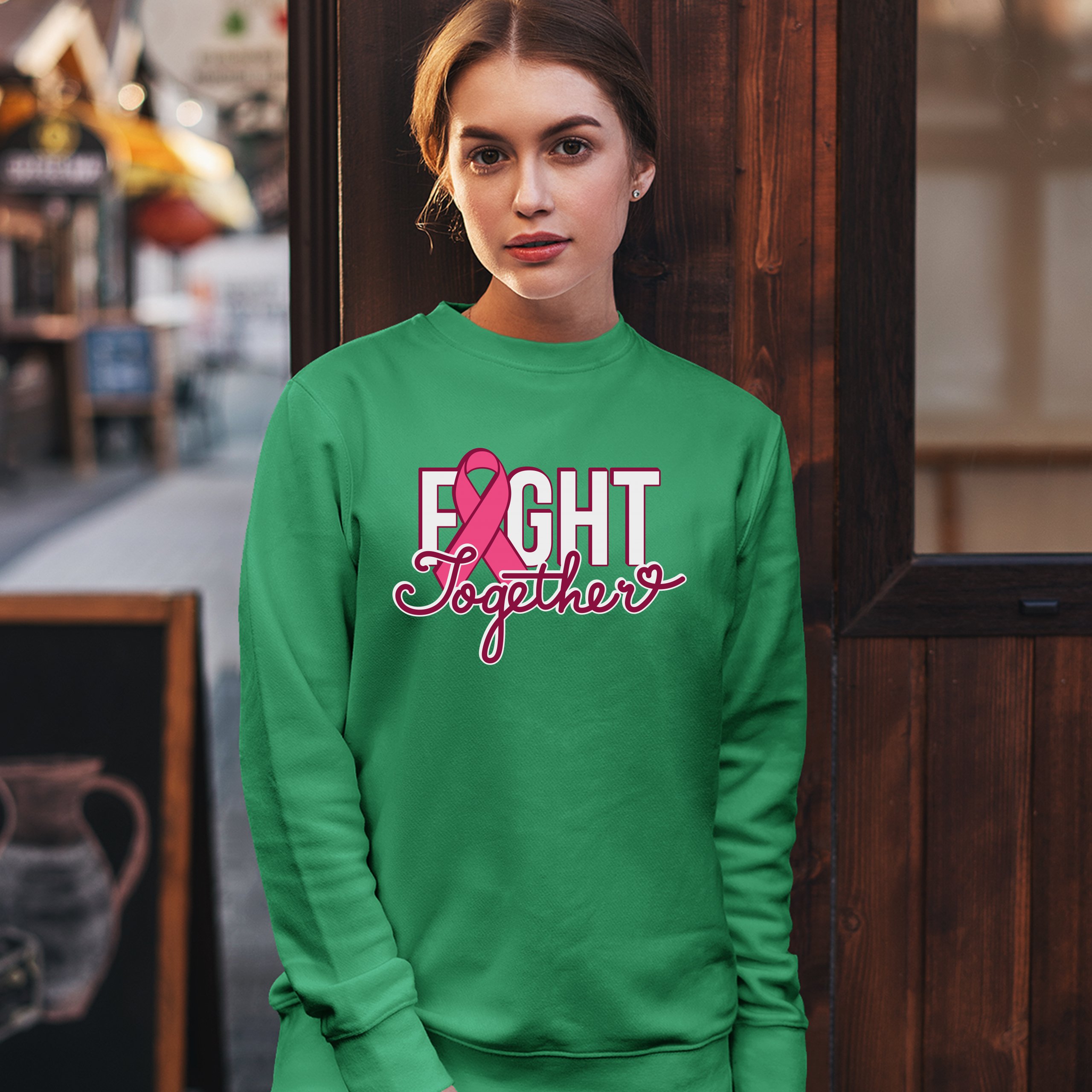 Fight Together Sweatshirt Breast Cancer Awareness Warrior Crewneck - Picture 31 of 36
