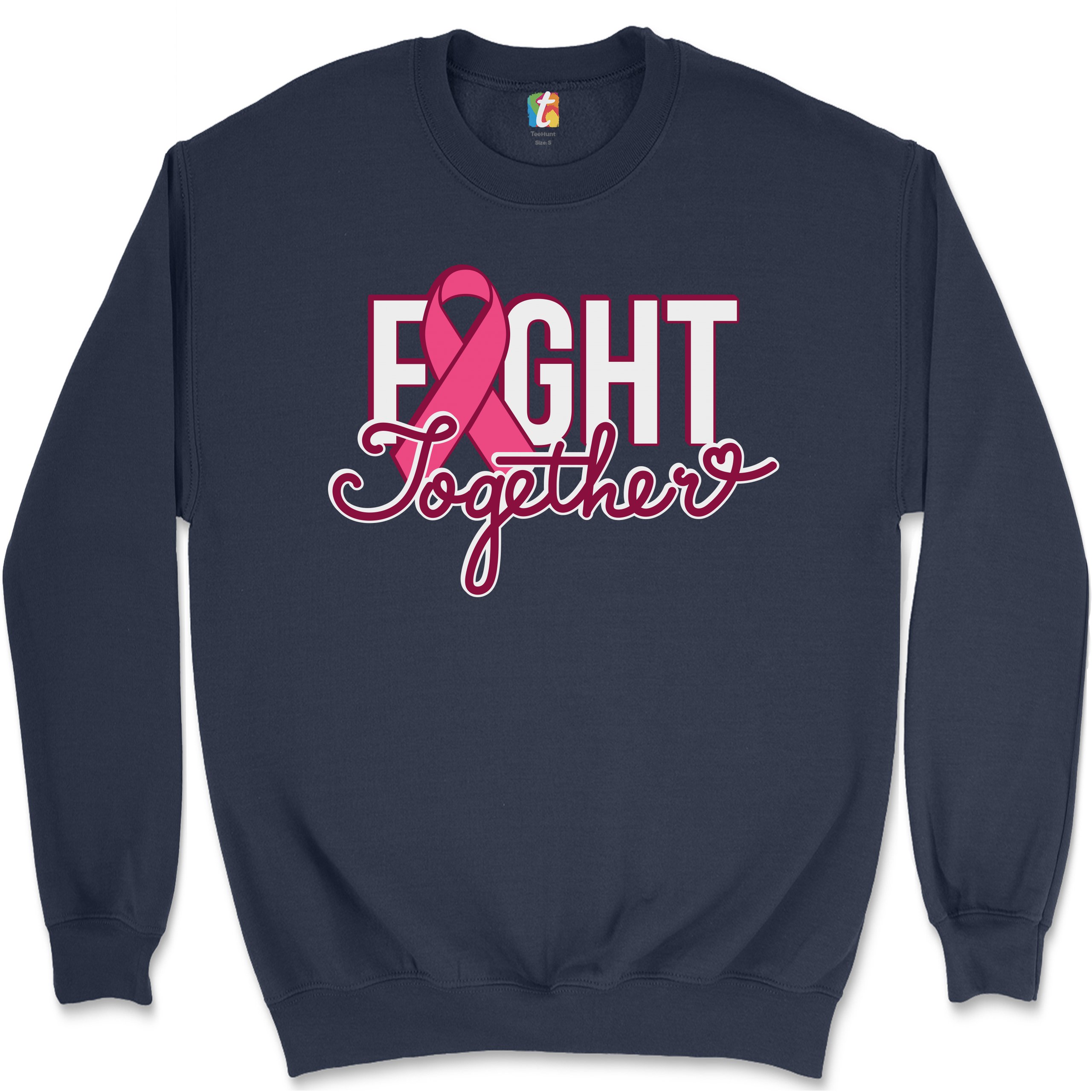 Fight Together Sweatshirt Breast Cancer Awareness Warrior Crewneck - Picture 22 of 36