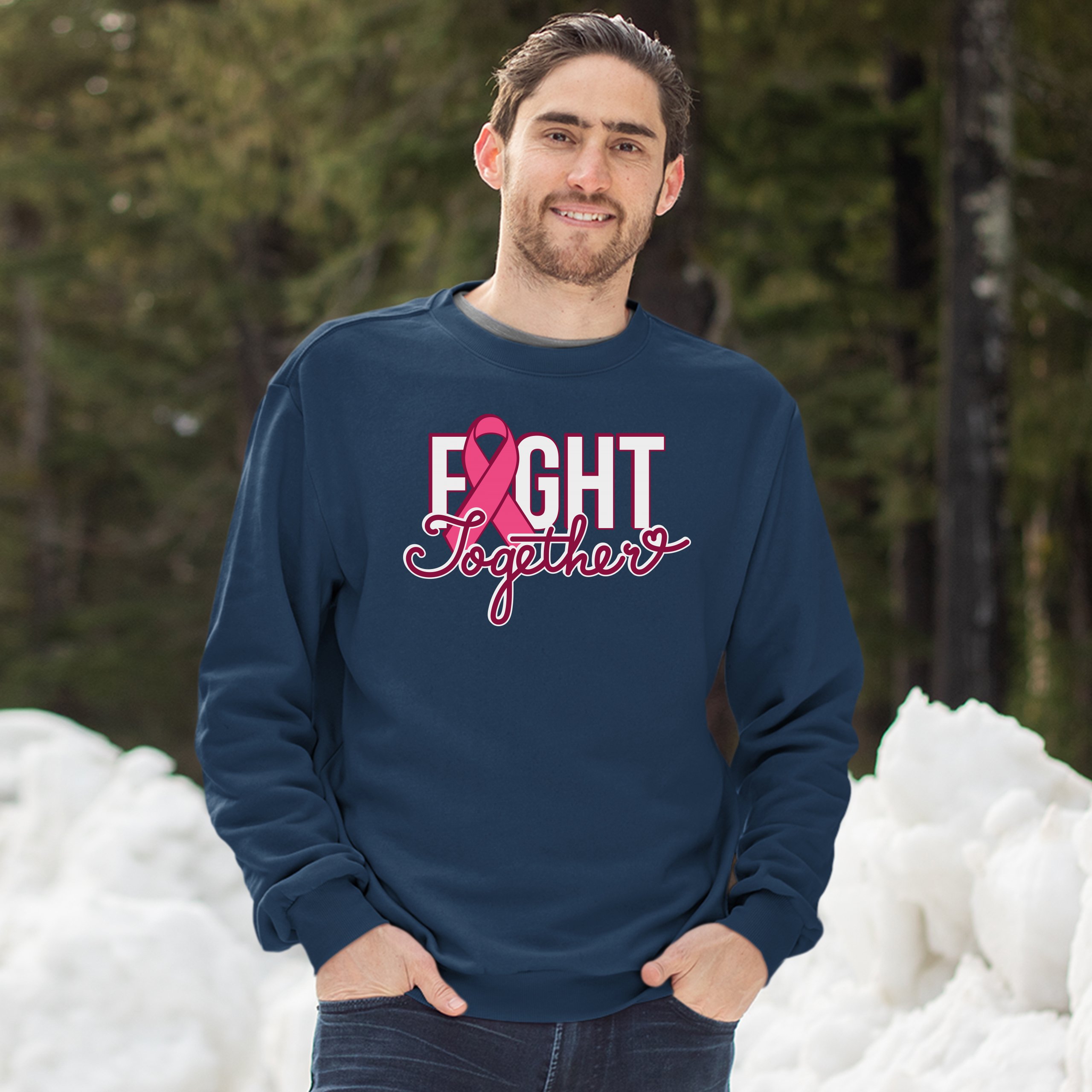 Fight Together Sweatshirt Breast Cancer Awareness Warrior Crewneck - Picture 25 of 36