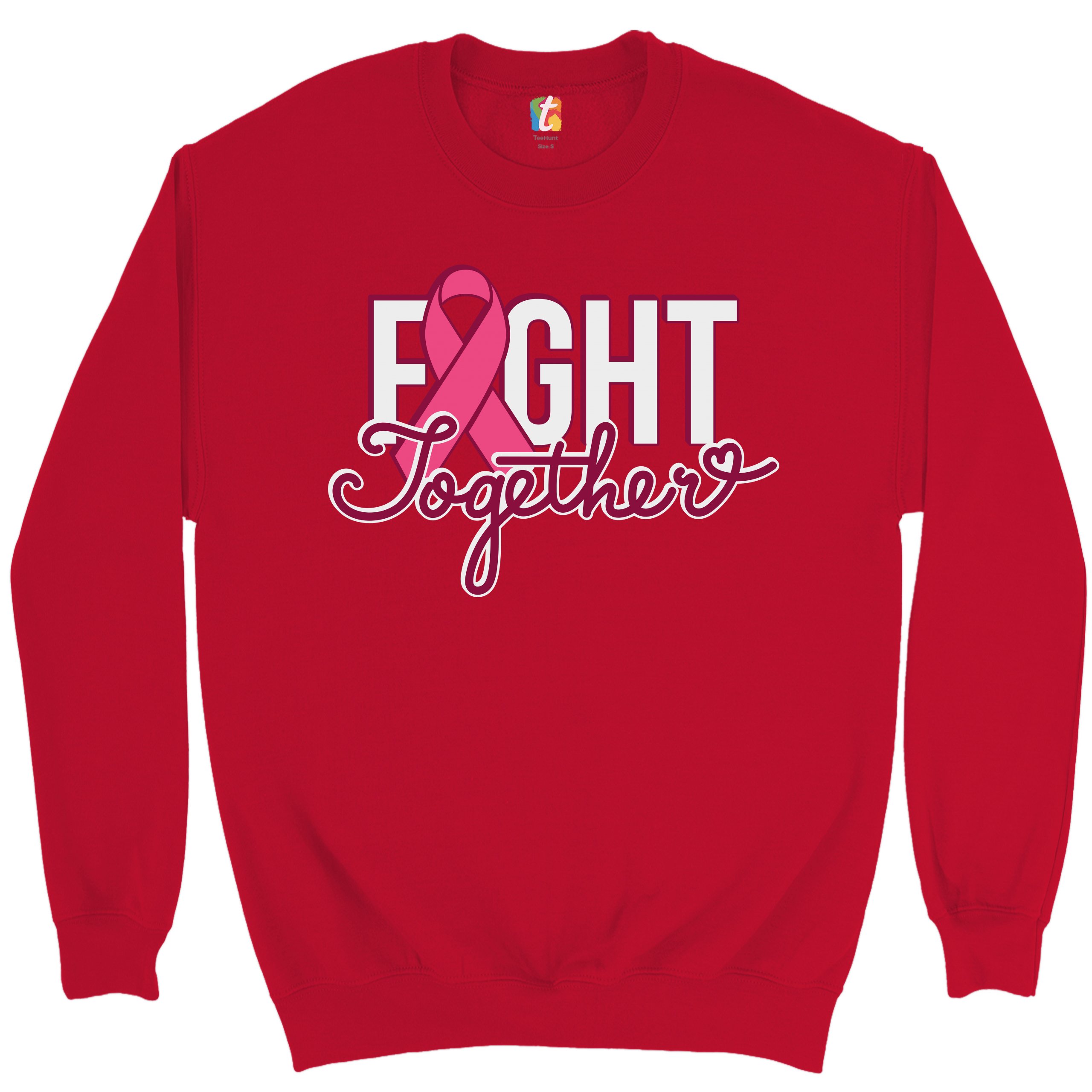 Fight Together Sweatshirt Breast Cancer Awareness Warrior Crewneck - Picture 12 of 36