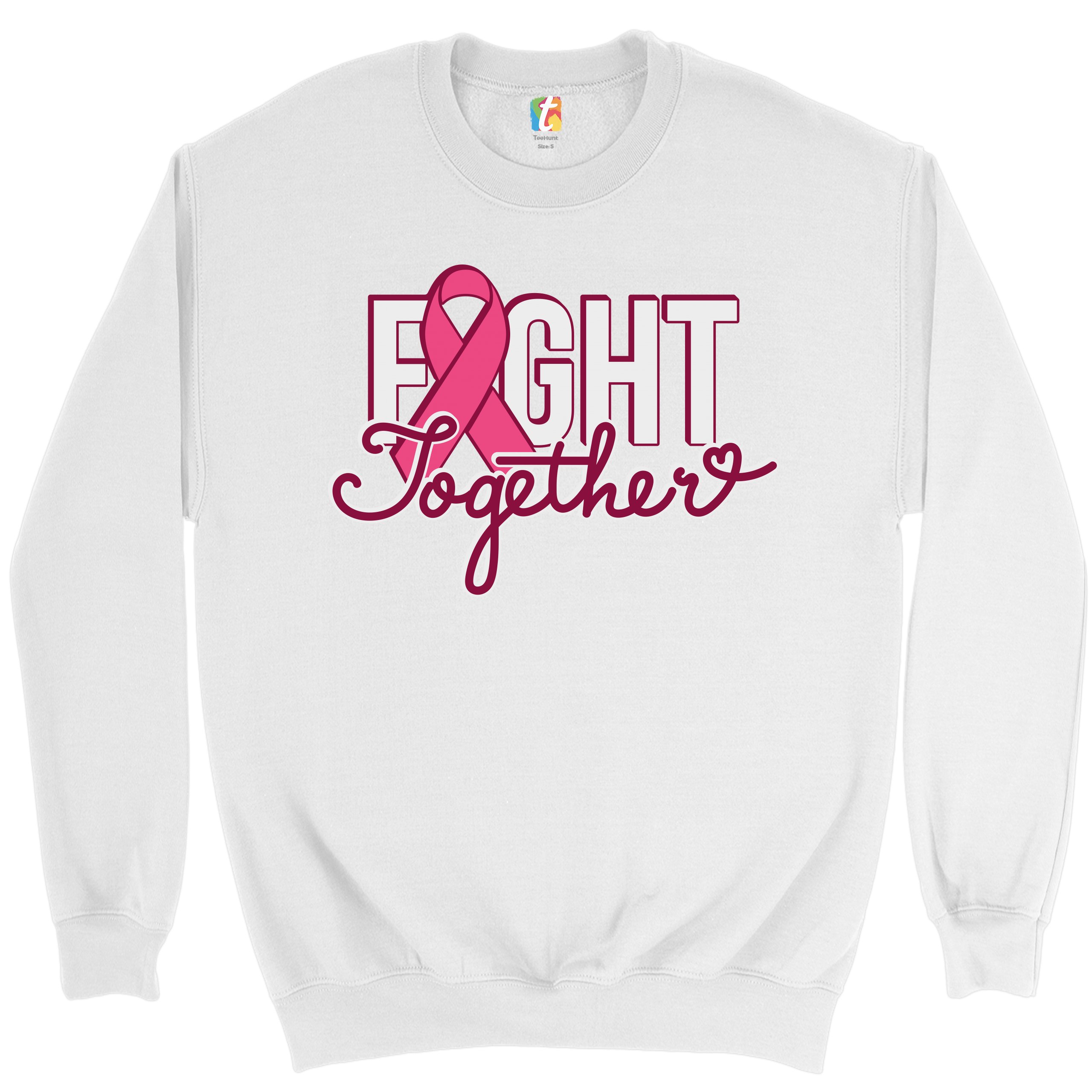 Fight Together Sweatshirt Breast Cancer Awareness Warrior Crewneck - Picture 17 of 36