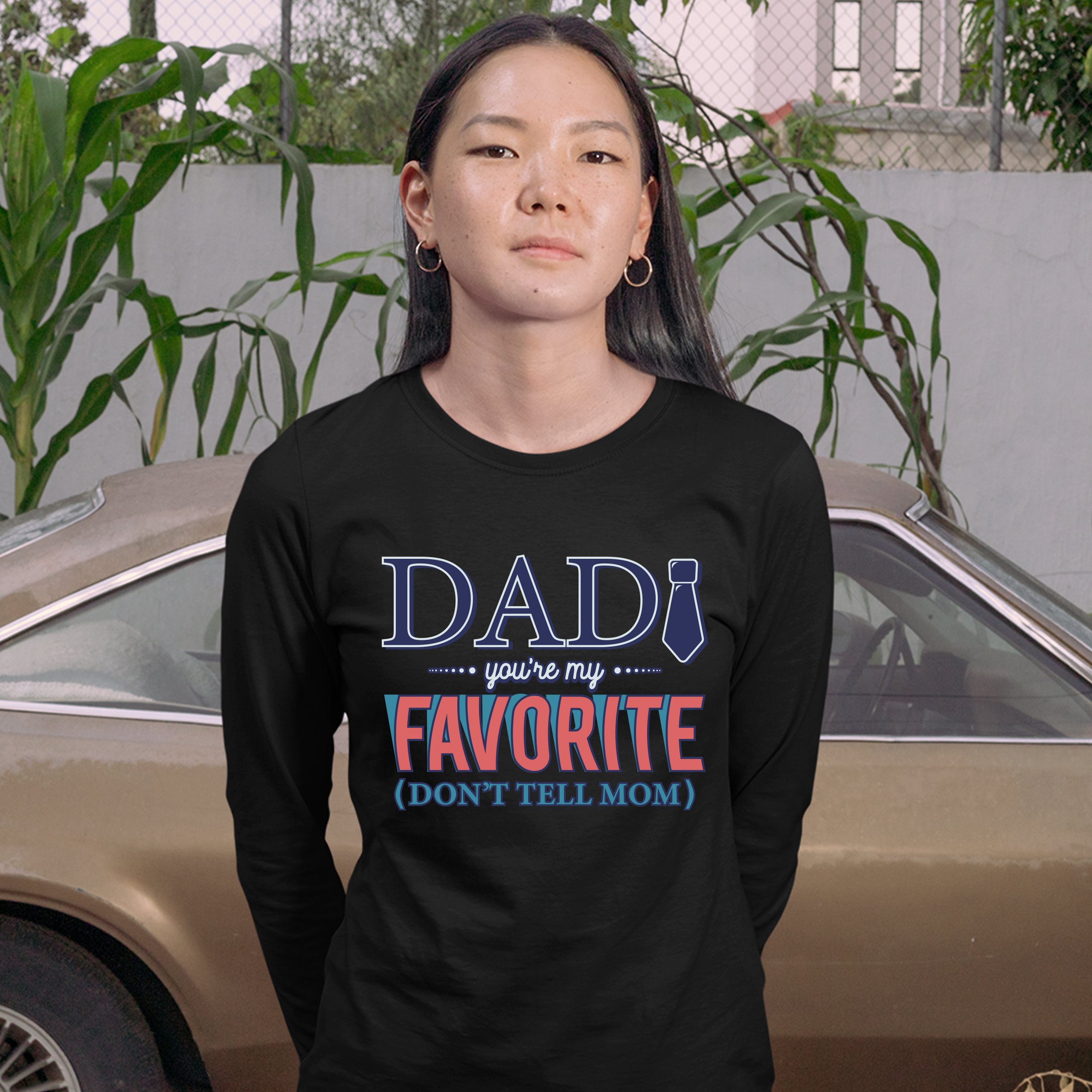 Dad You're My Favorite Don't Tell Mom Women's Long Sleeve T-shirt Father's Day - Picture 9 of 29