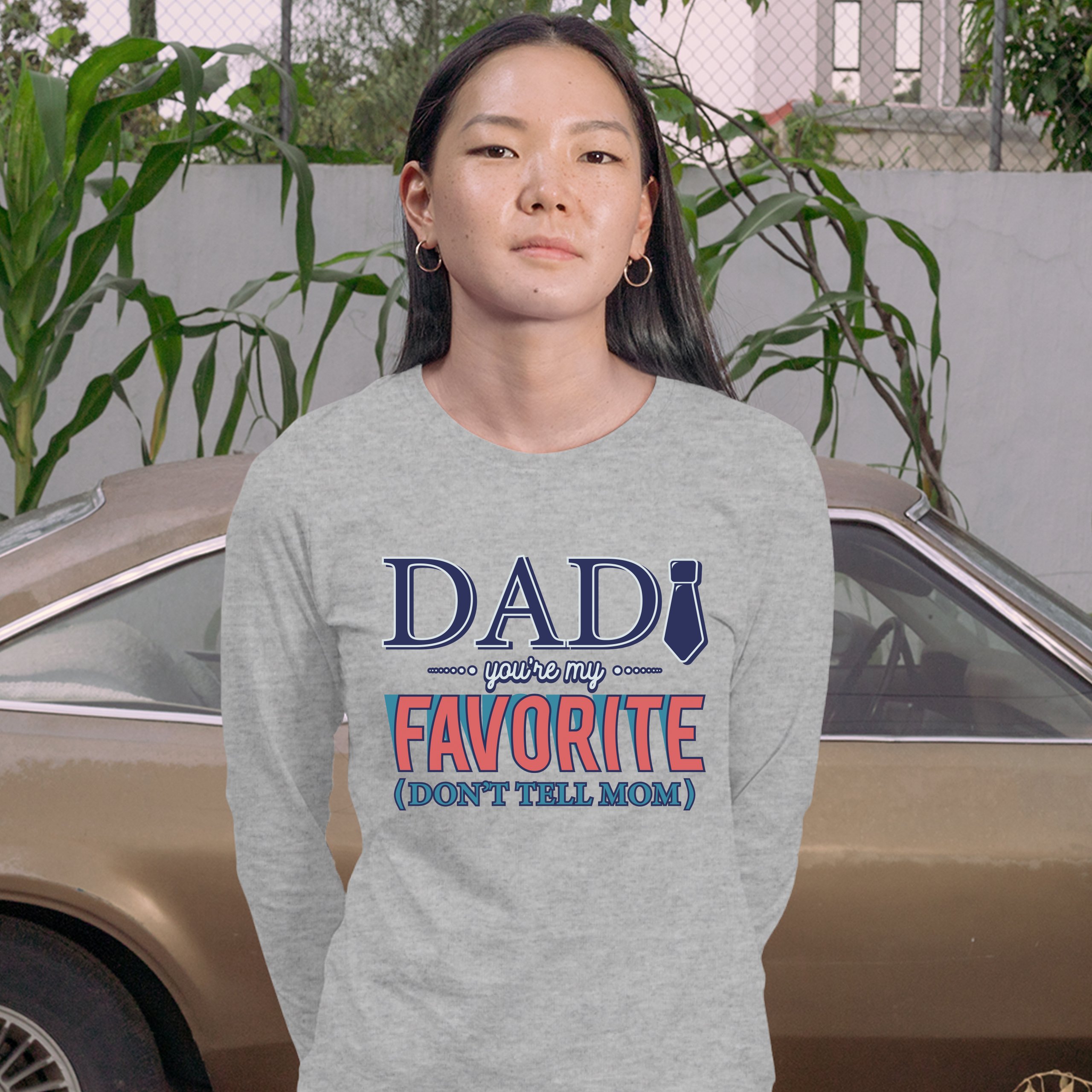 Dad You're My Favorite Don't Tell Mom Women's Long Sleeve T-shirt Father's Day - Picture 13 of 29