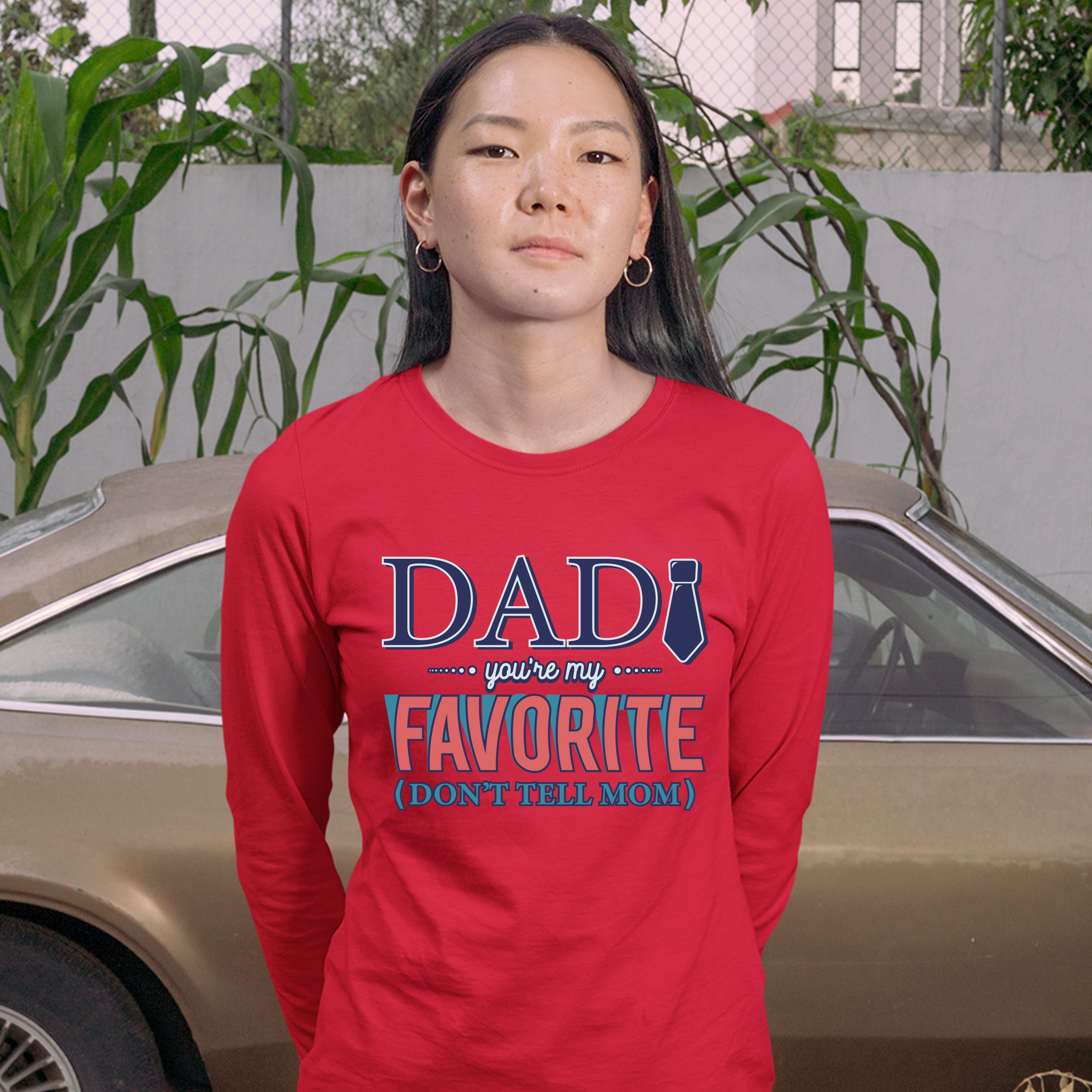 Dad You're My Favorite Don't Tell Mom Women's Long Sleeve T-shirt Father's Day - Picture 17 of 29