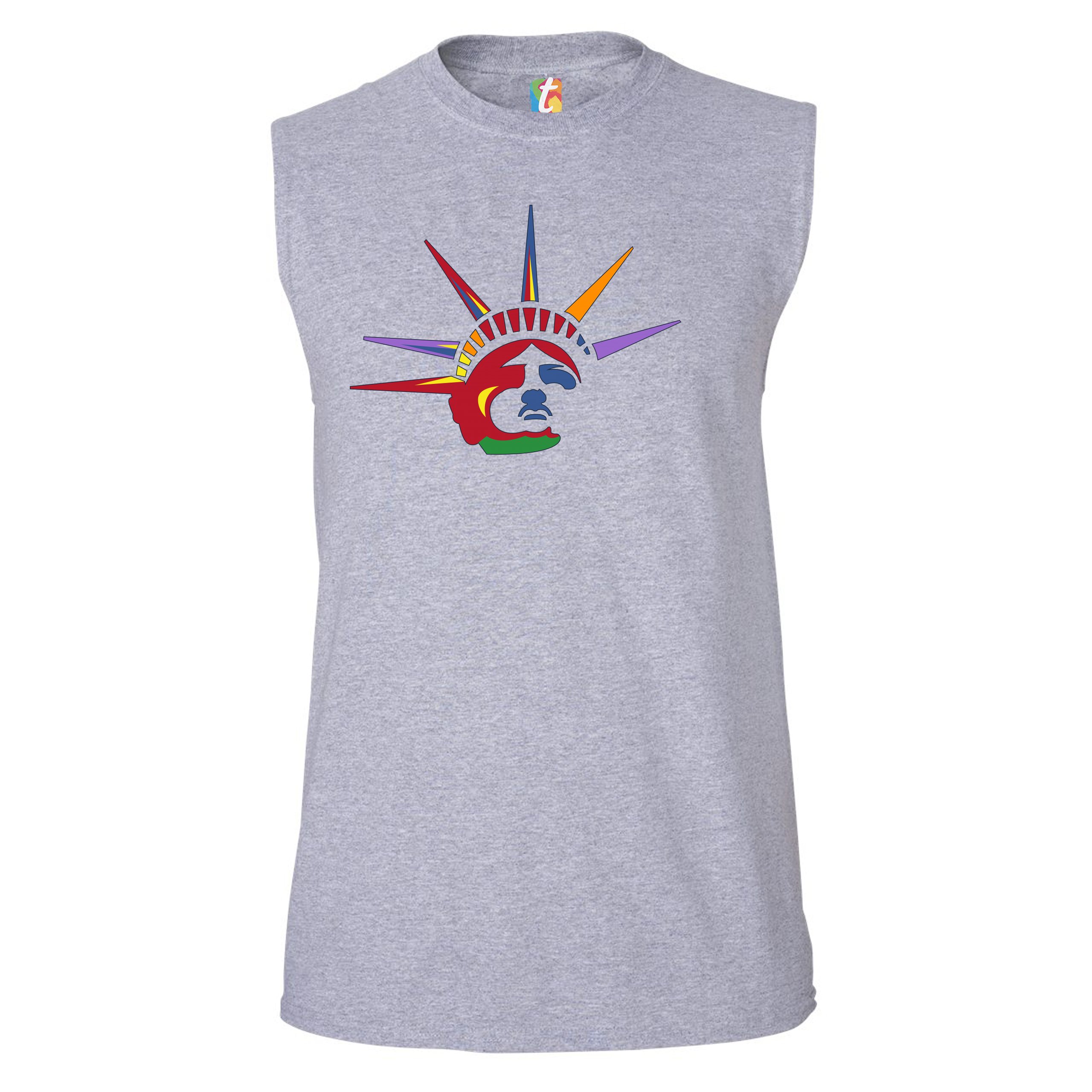 Lady Liberty Muscle Shirt Patriotic New York Statue of Liberty July 4th Men's - Picture 7 of 21