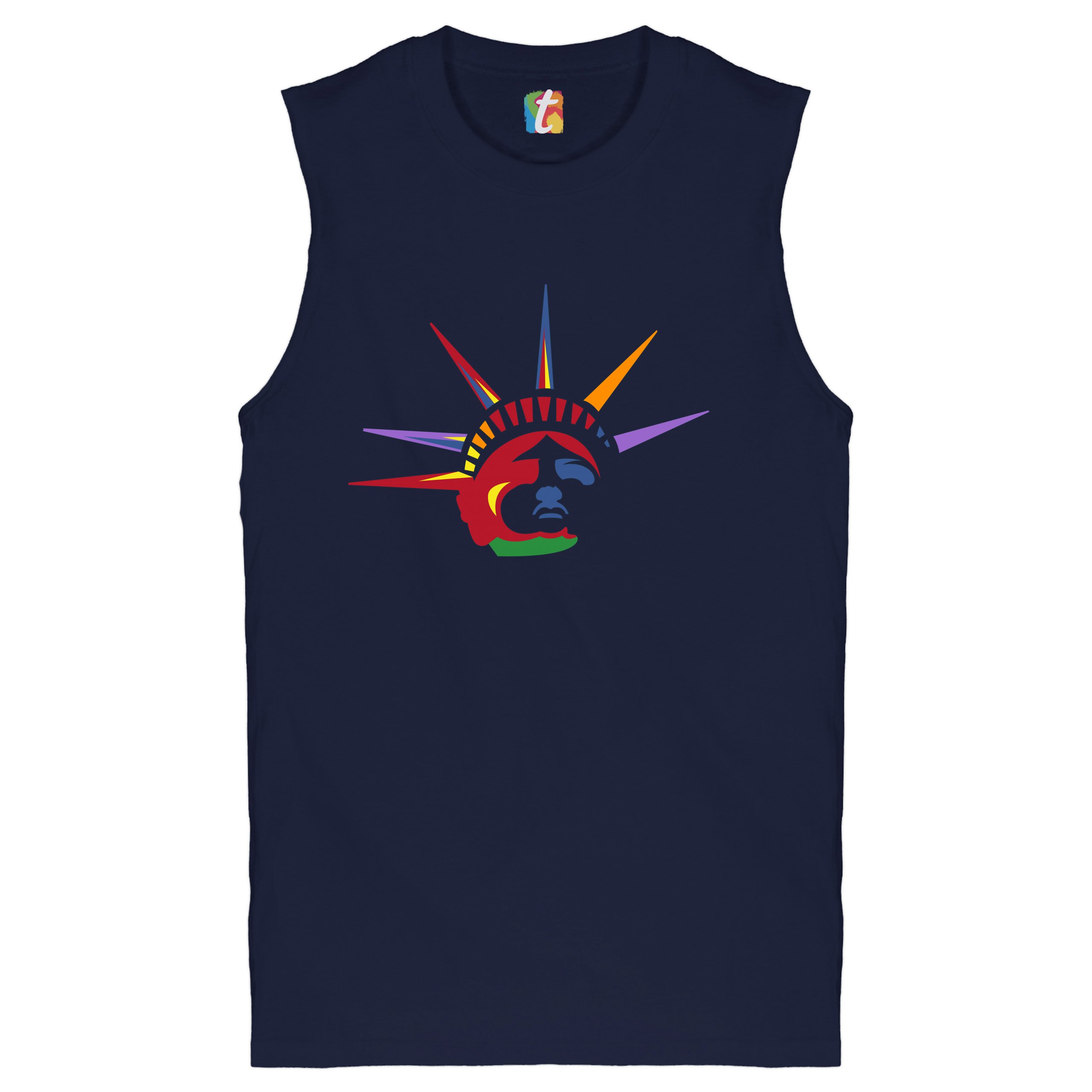 Lady Liberty Muscle Shirt Patriotic New York Statue of Liberty July 4th Men's - Picture 18 of 21